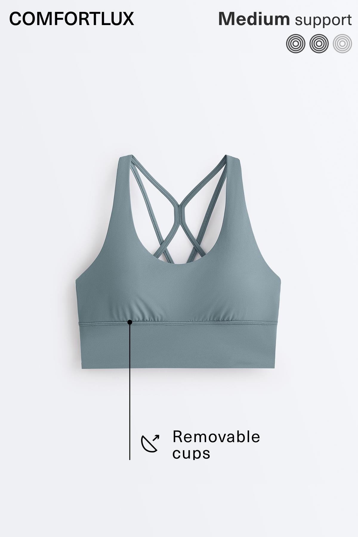 Medium-support Comfortlux sports bra with cups — STEEL BLUE