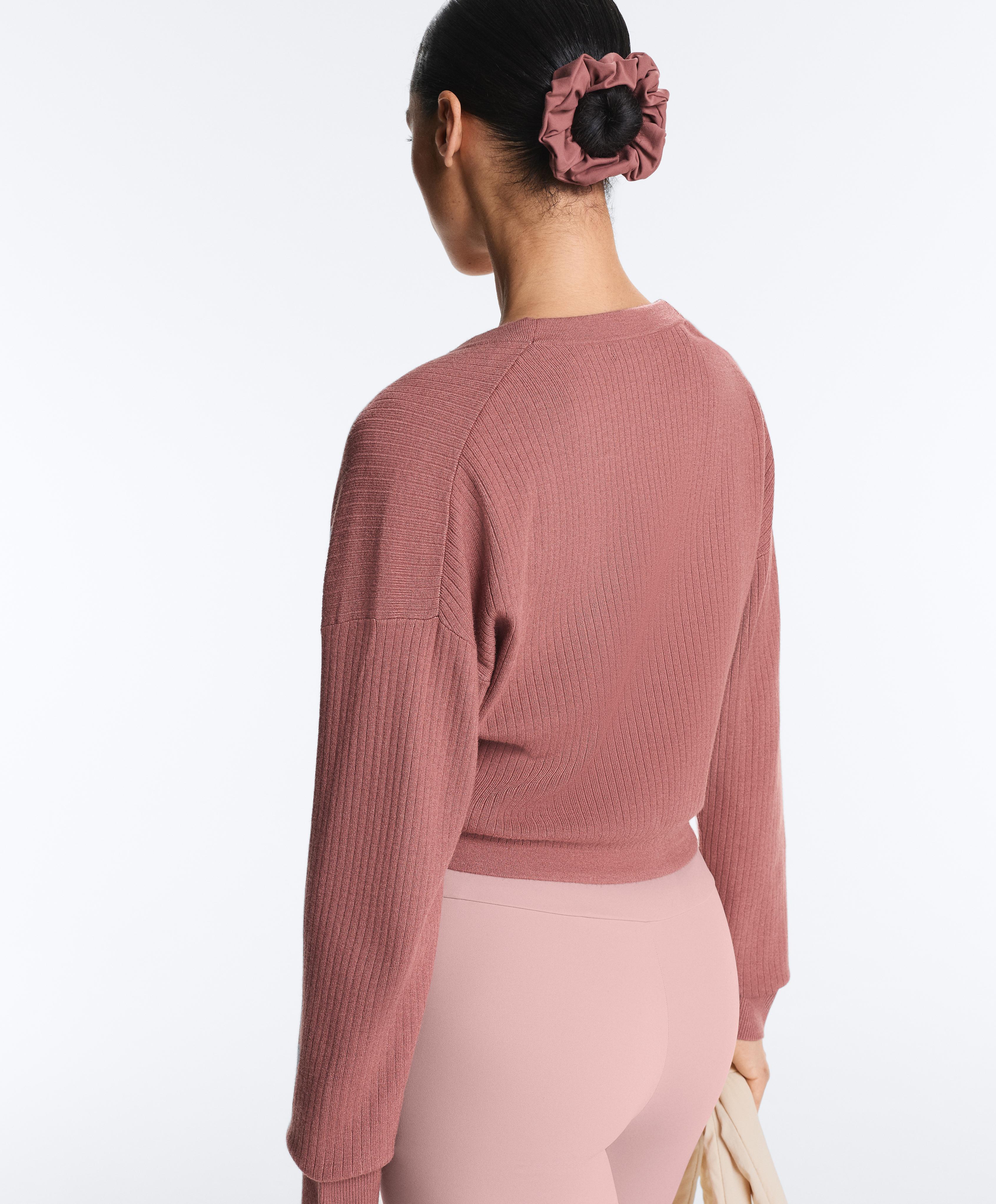 Rib knit cardigan — PALE PINK