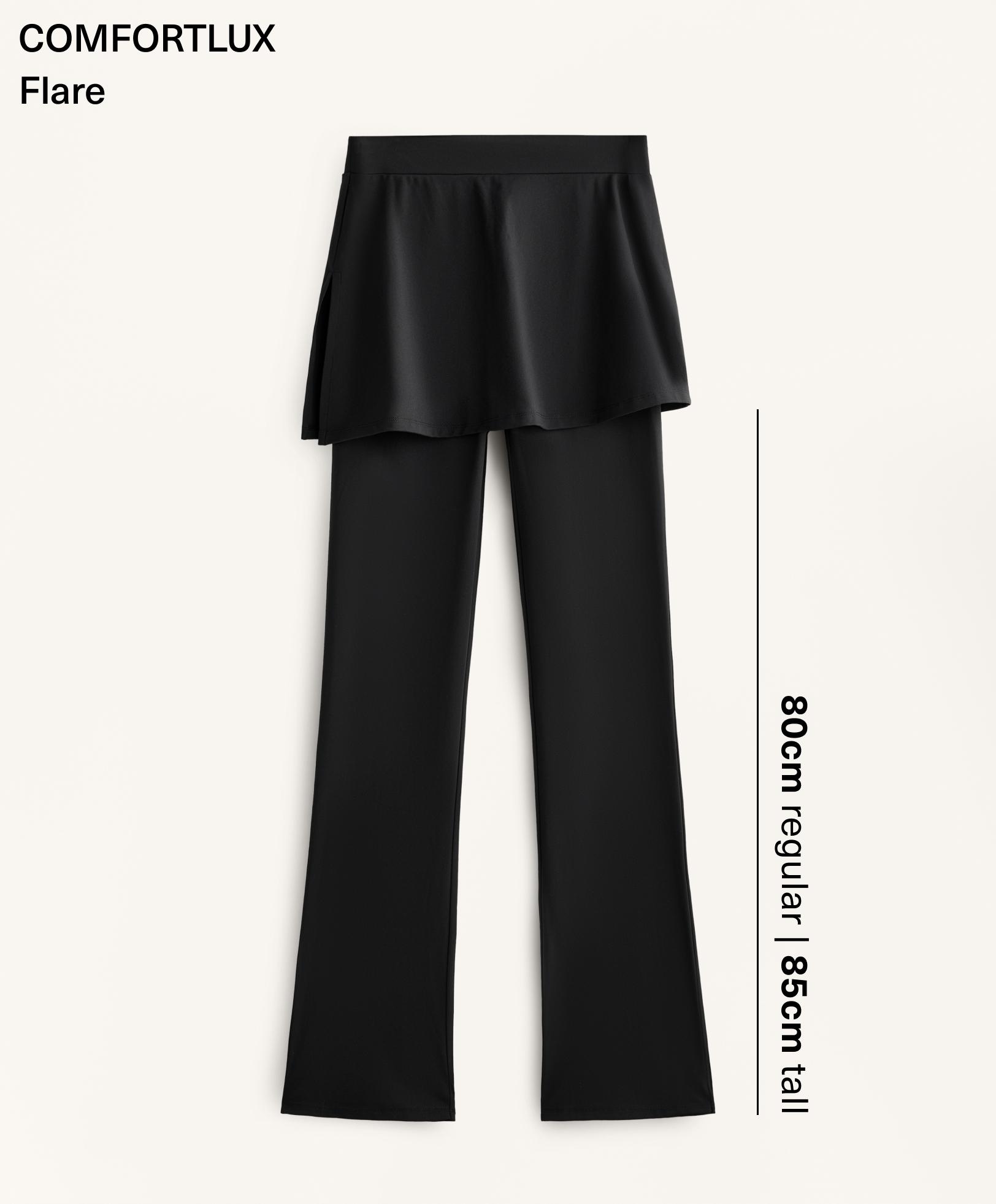 Comfortlux high rise flare trousers with skirt