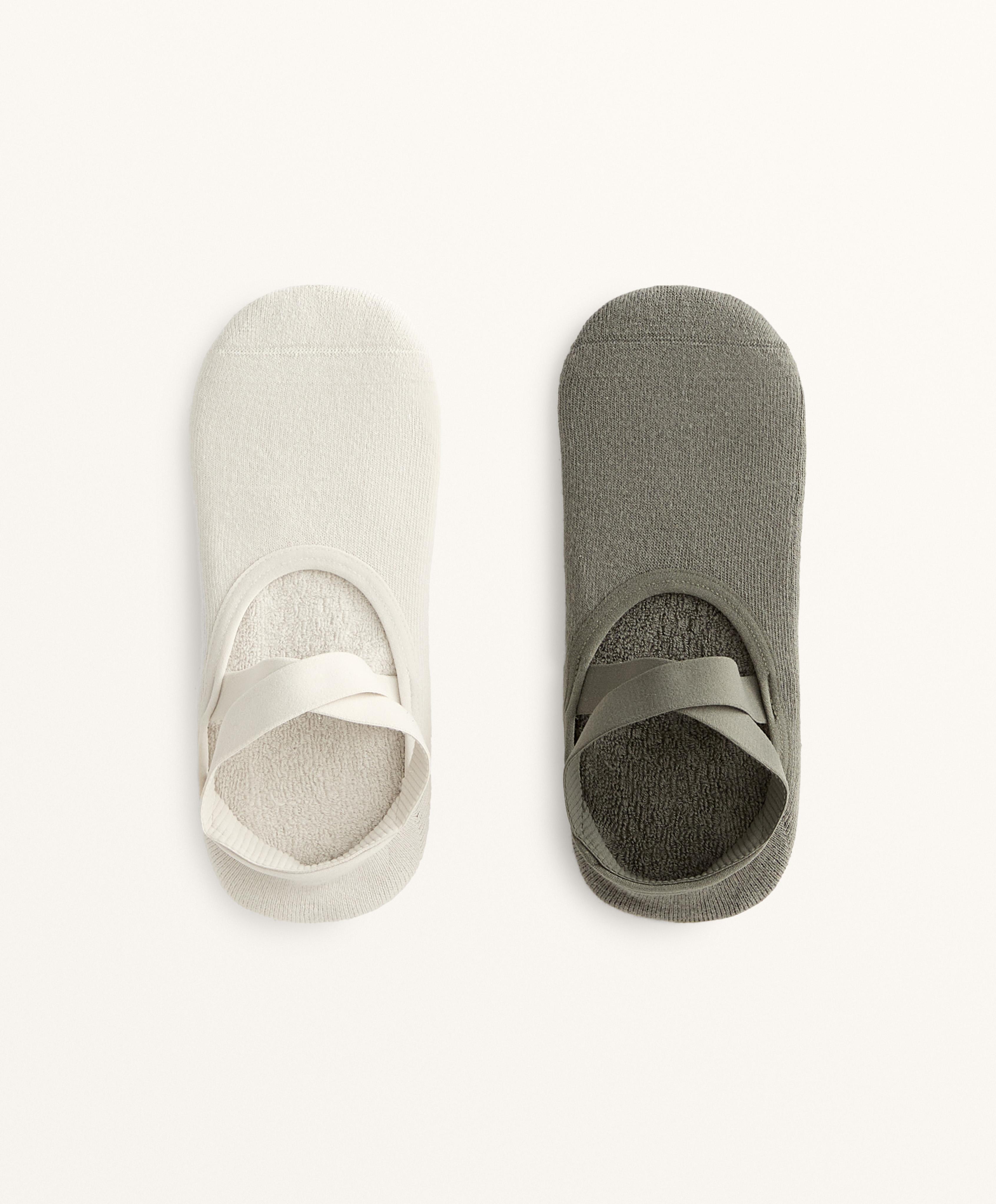 2 pares de calcetines yoga y pilates mezcla algodón cintas cruzadas acolchados 2 pares de calcetines yoga y pilates mezcla algodón cintas cruzadas acolchados