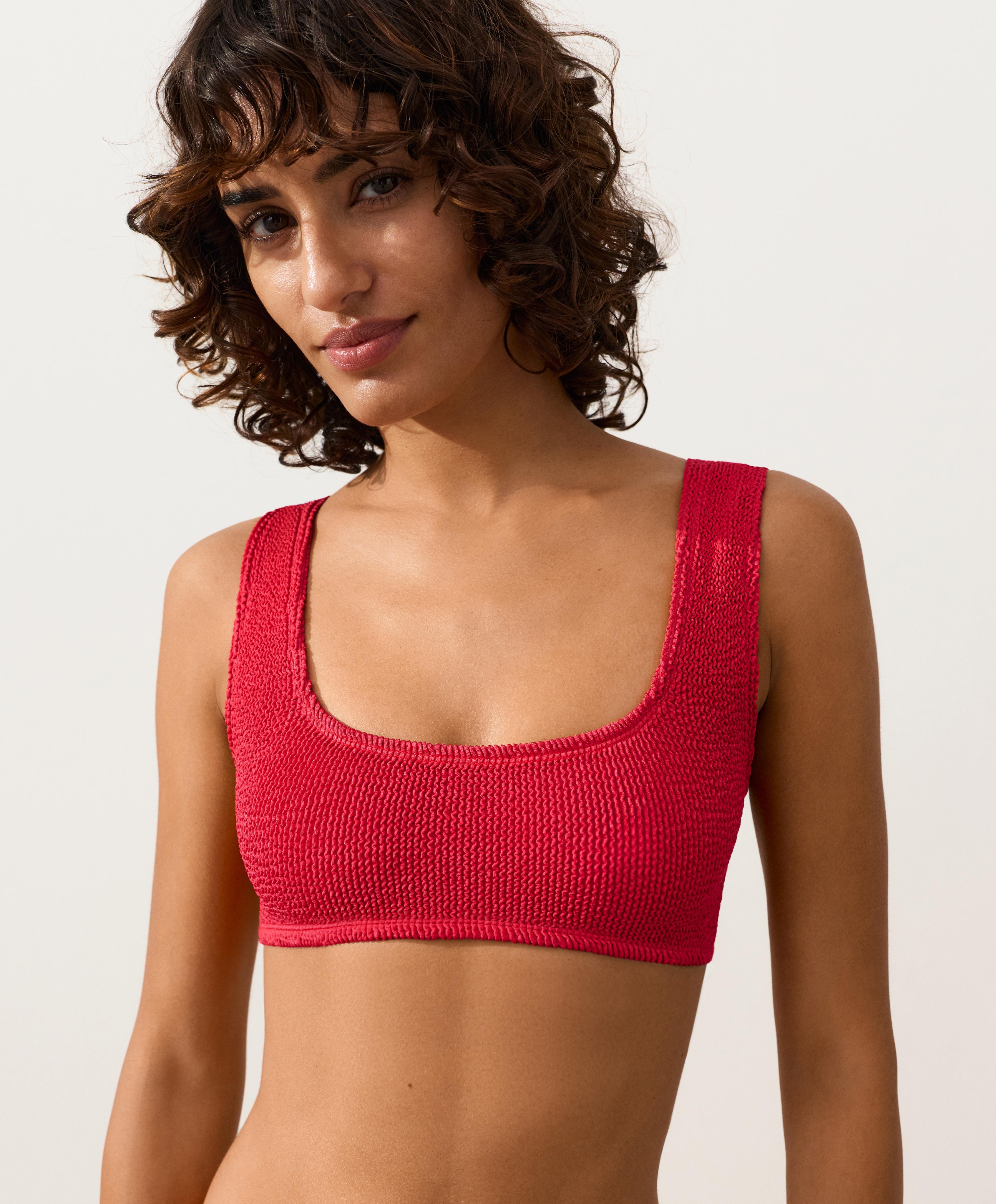 Crinkle bikini top — GERANIUM RED