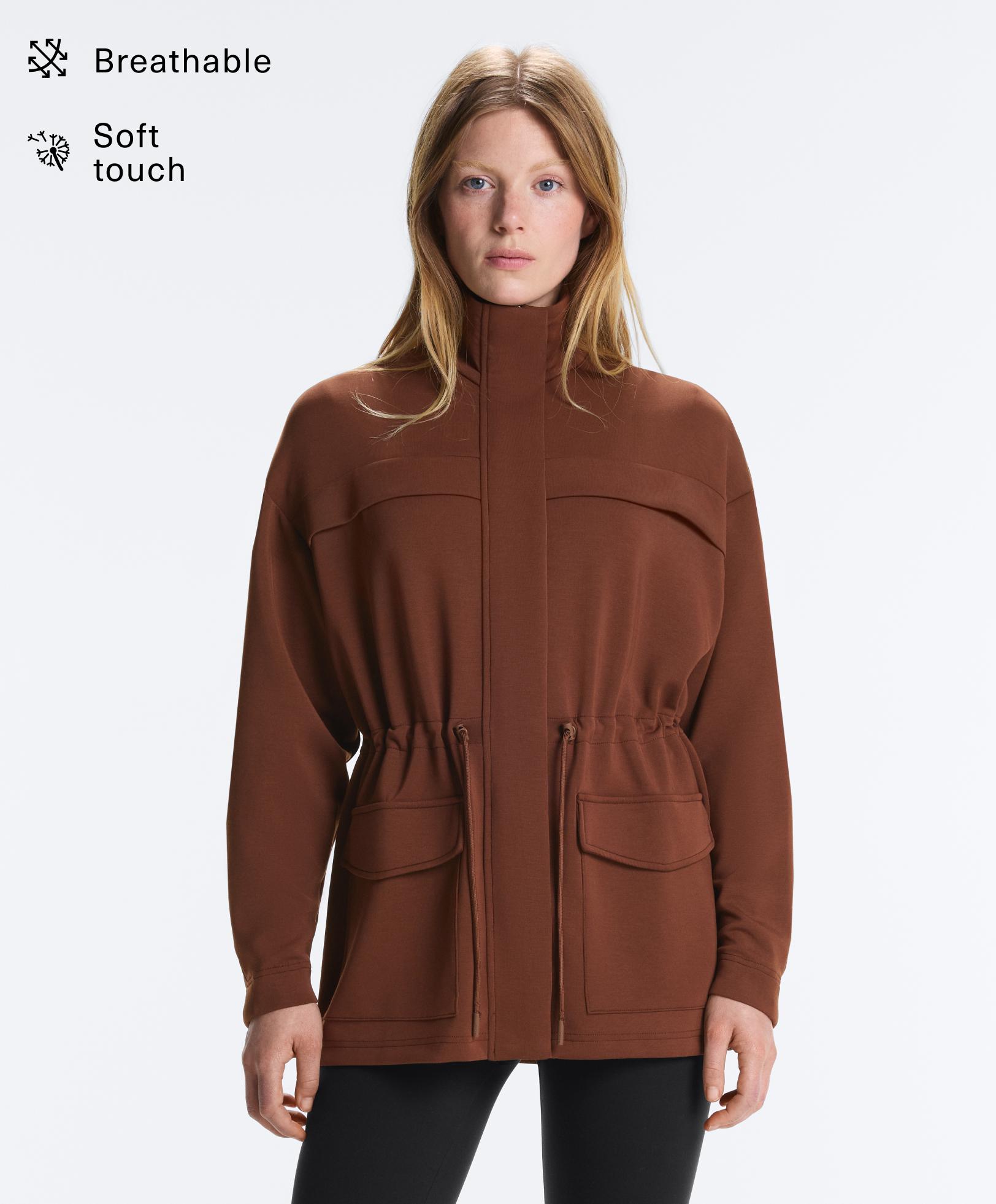 Lange Jacke mit Taschen und Modal mit weicher Haptik Lange Jacke mit Taschen und Modal mit weicher Haptik