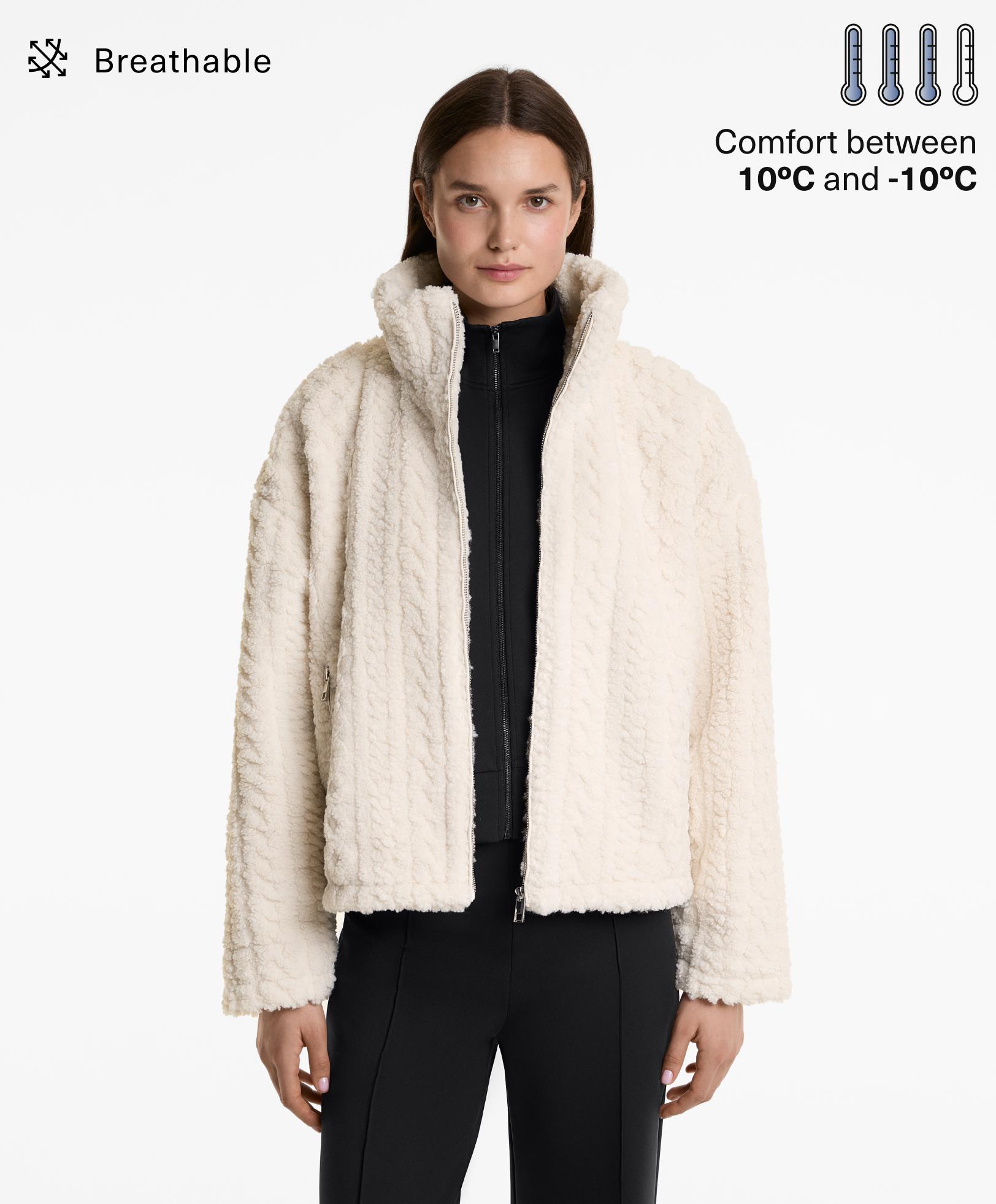 Cable-knit faux-shearling jacket