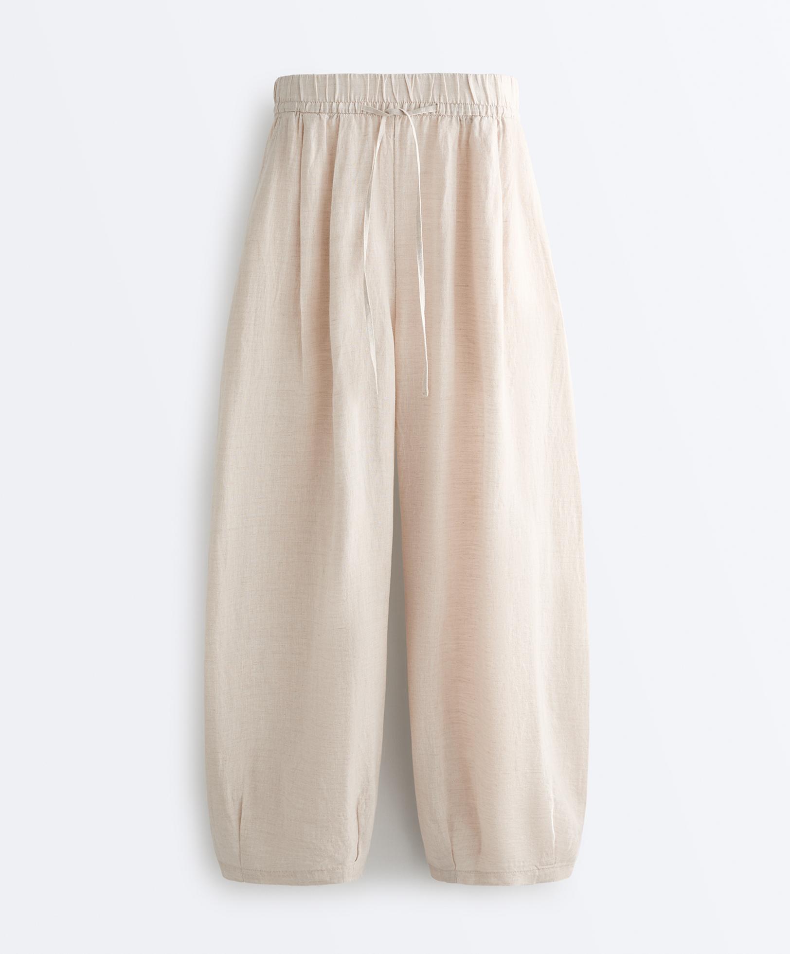 100% linen balloon trousers — SAND MELANGE