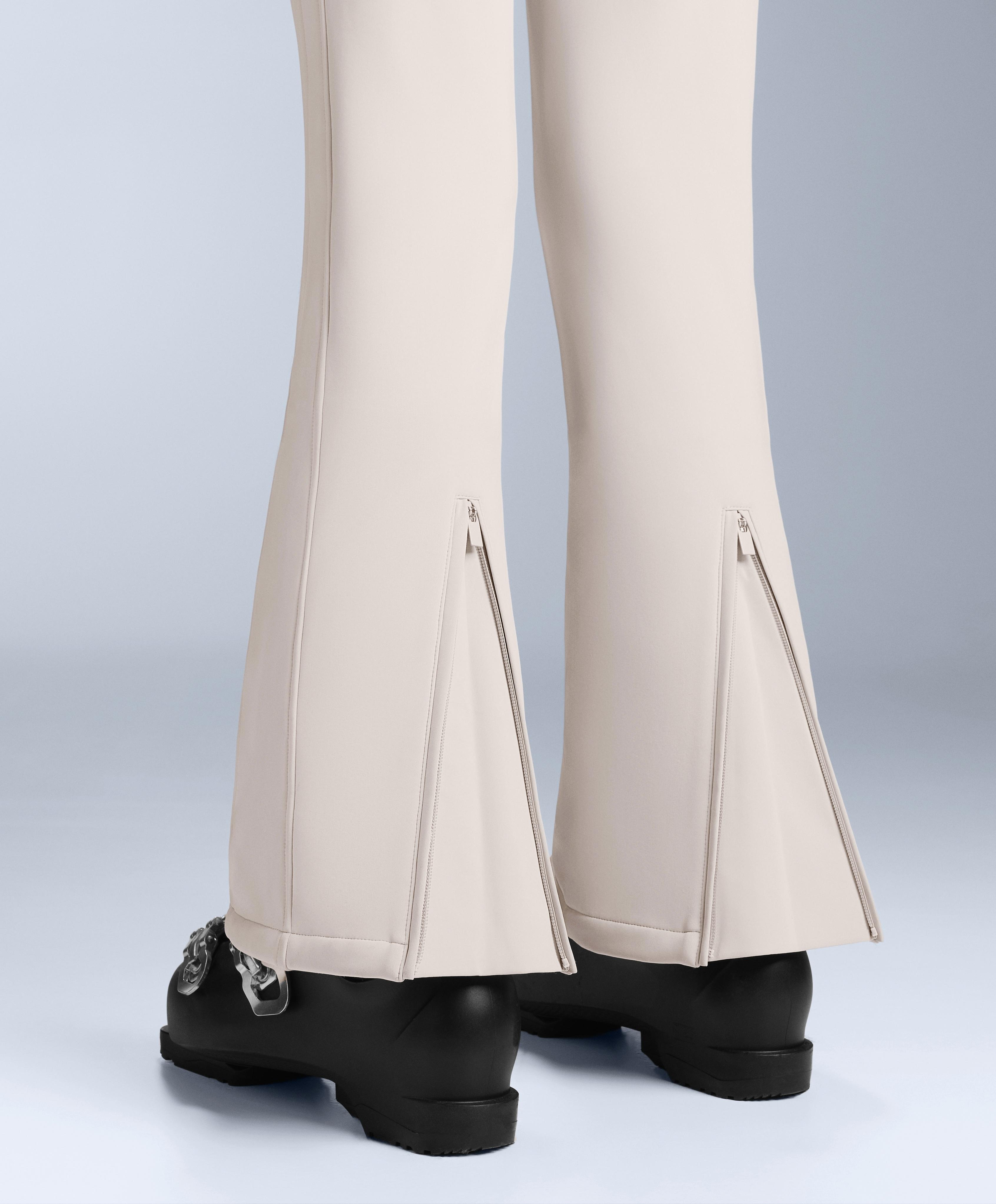 Water-resistant 2-in-1 removable flare stretch SKI jumpsuit — PALE MINK