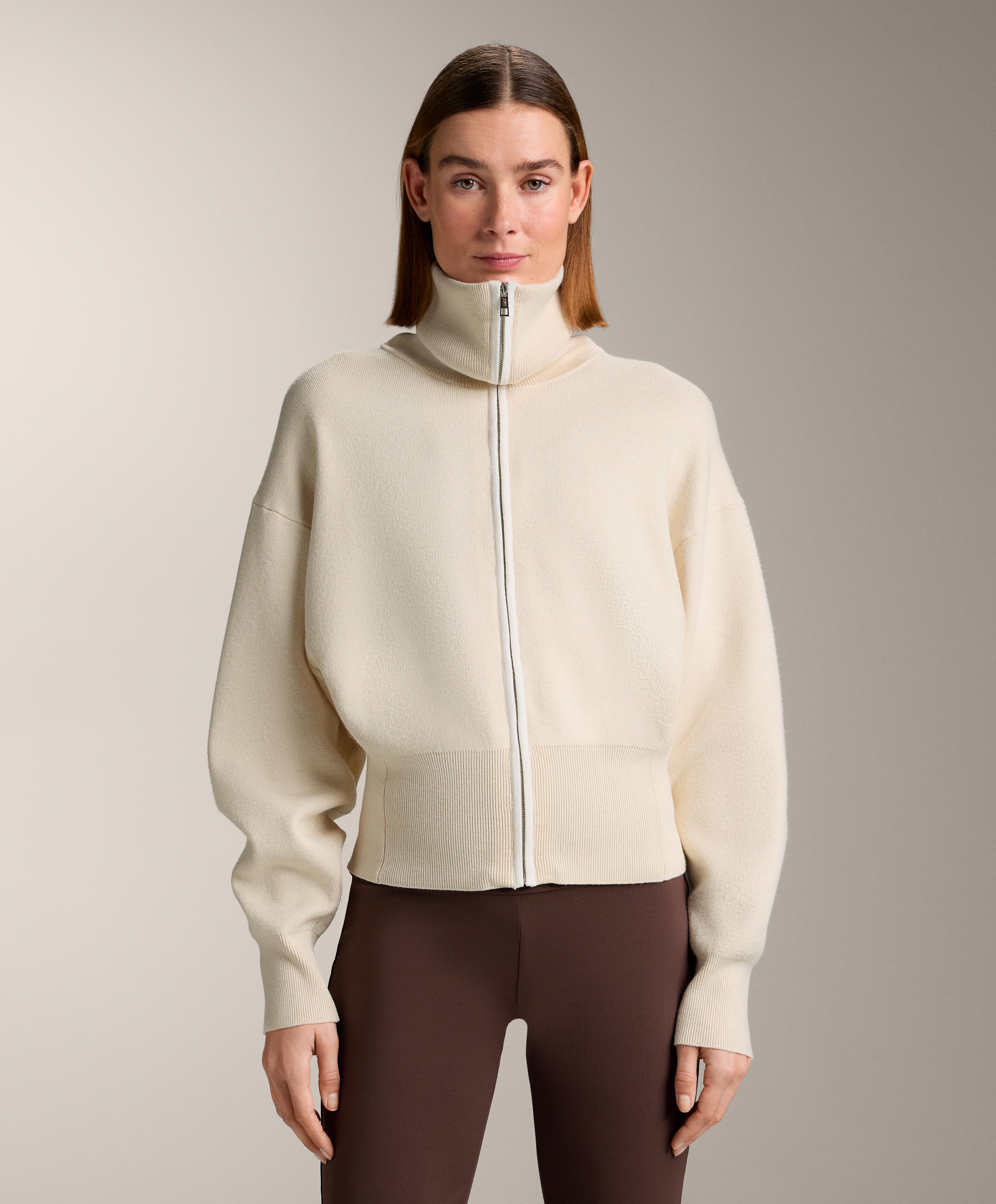 Contrast zip knit jacket — VANILLA