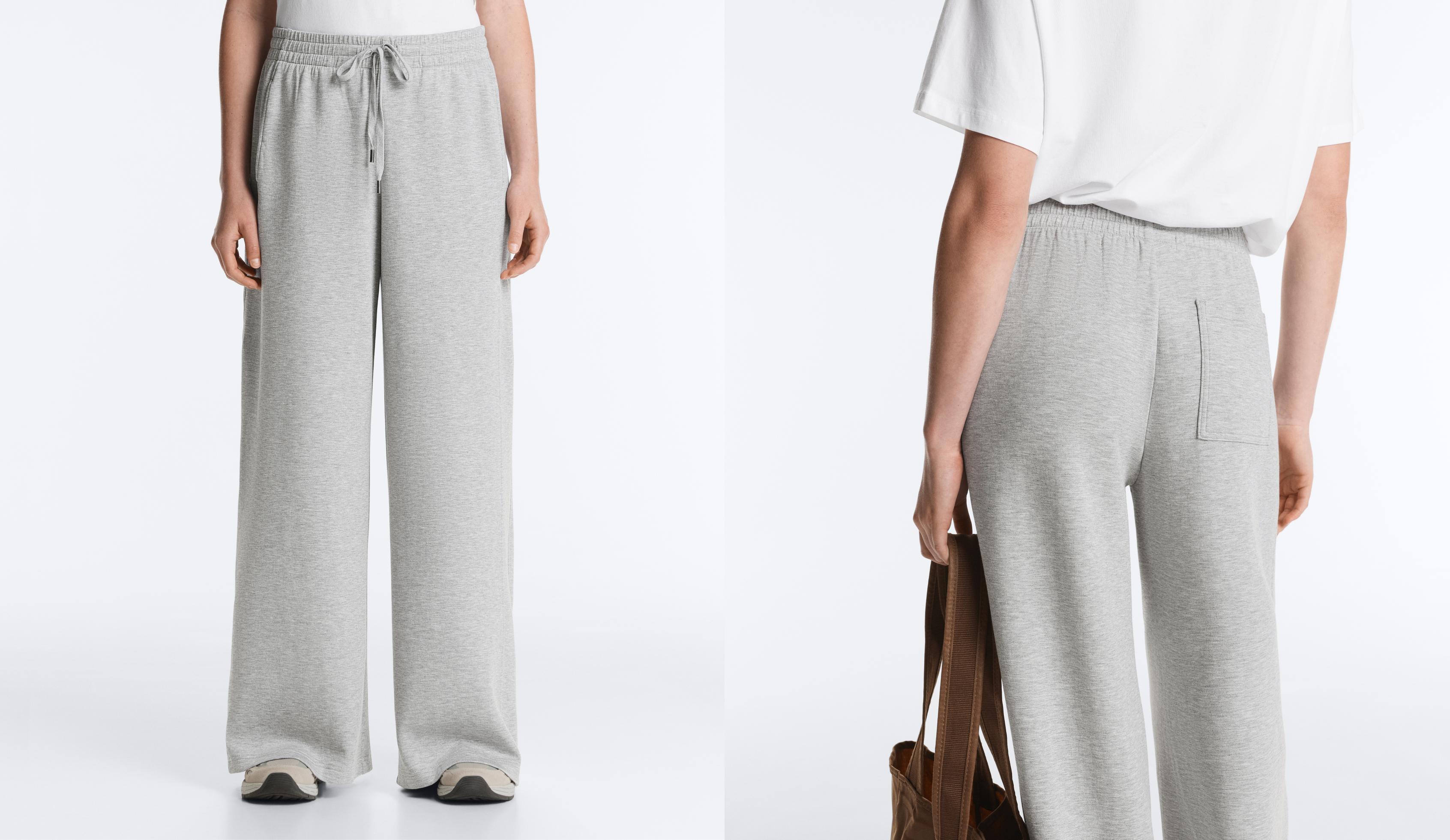 Melange piqué straight-leg trousers