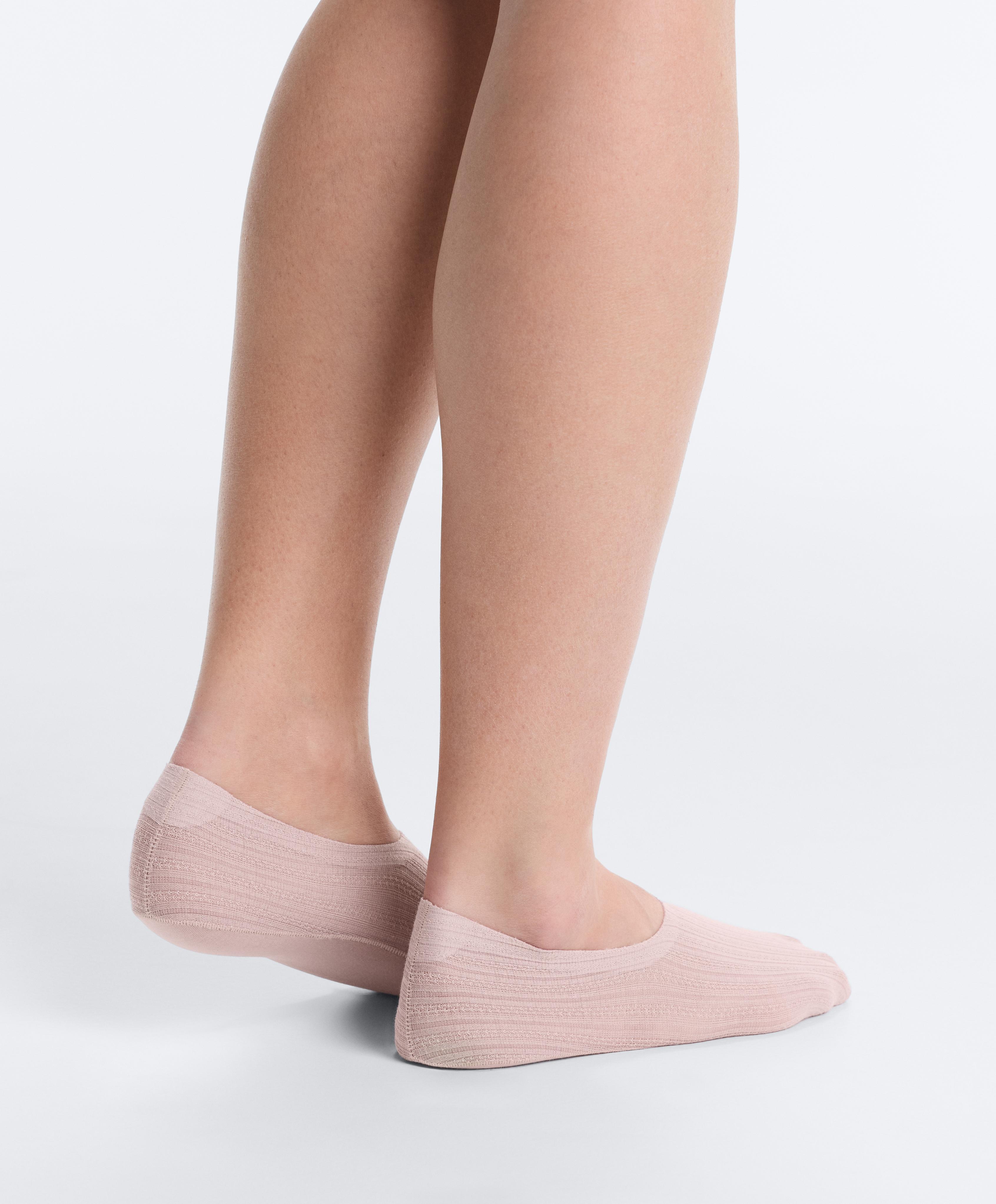 2 pairs of high-cut cotton invisible socks — BROWN