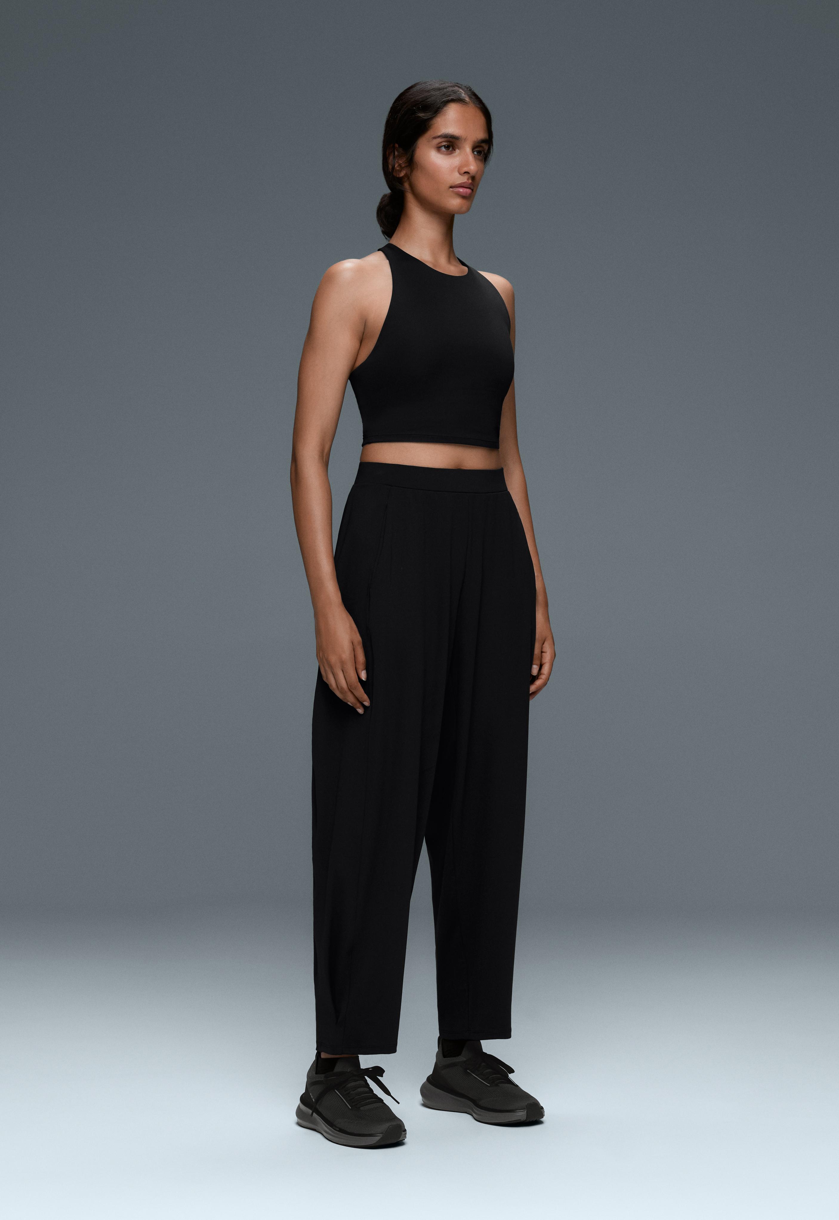Mid-rise Comfortlux balloon trousers — BLACK