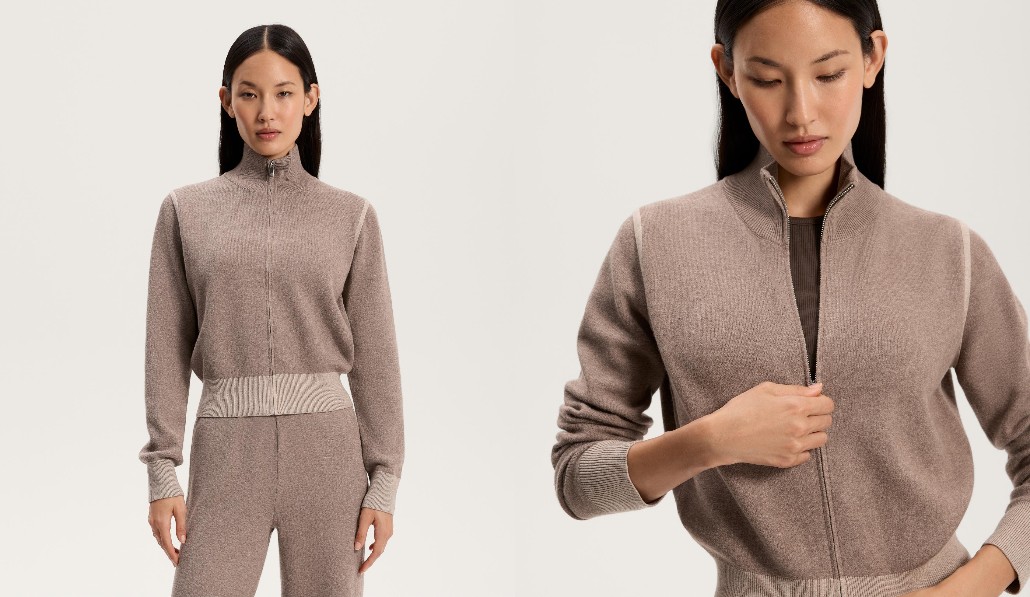 Knit jacket with contrast details
