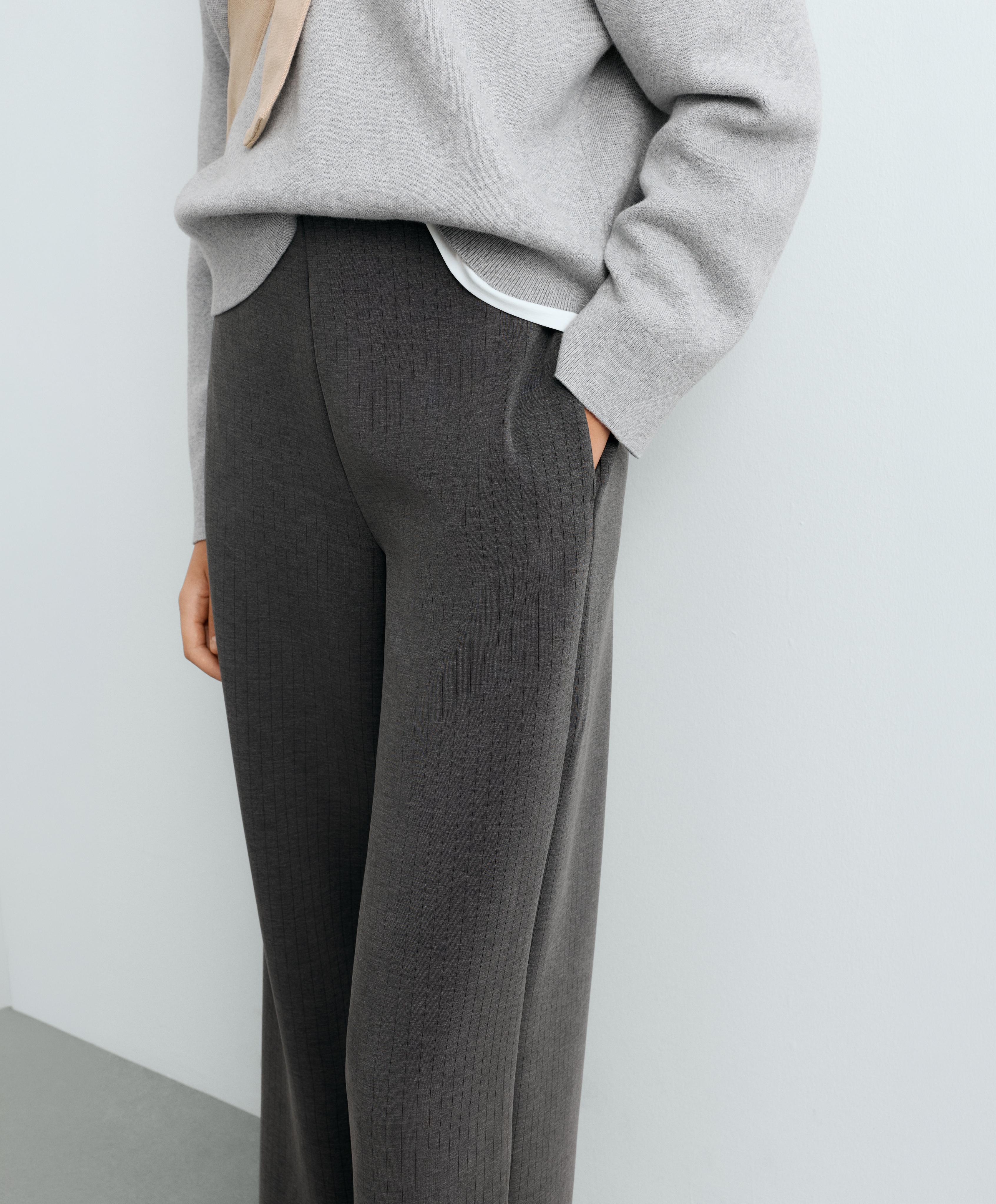 Super high-rise striped modal trousers — ASPHALT GREY