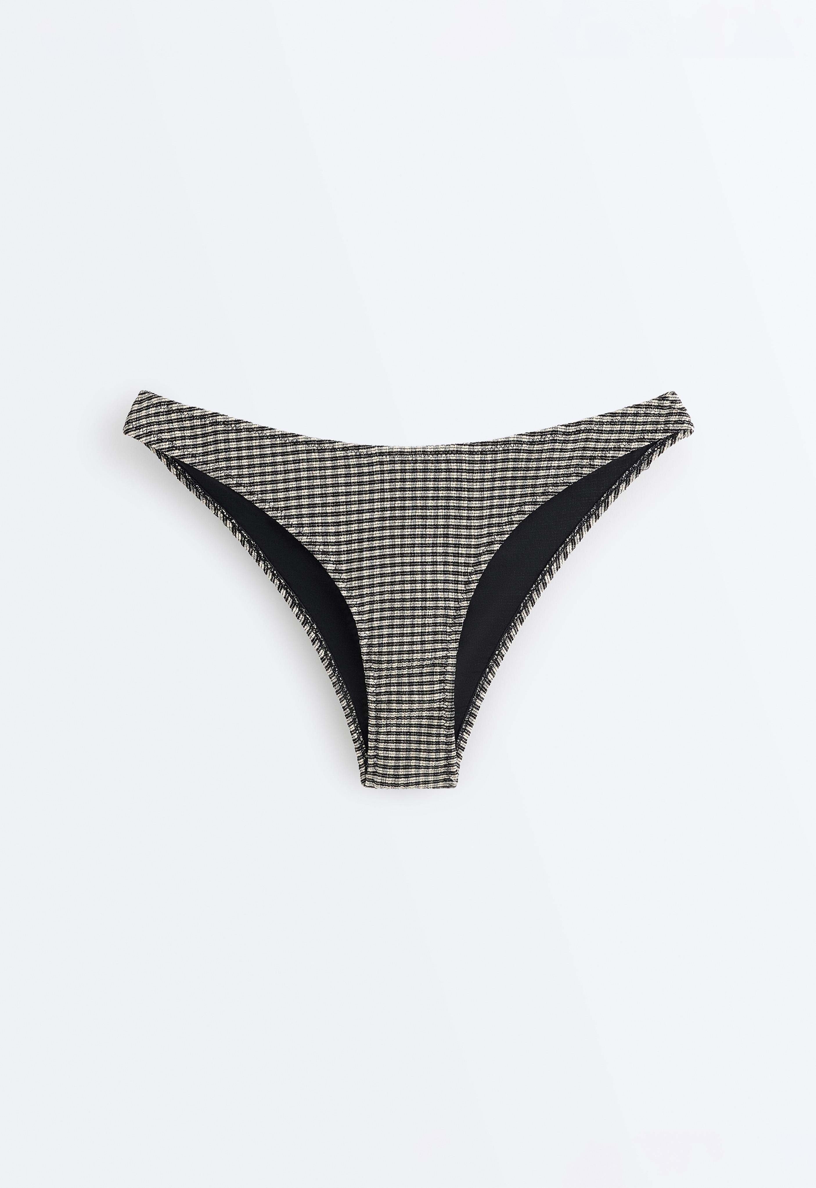 Mini check U-cut medium-coverage bikini briefs — BLACK
