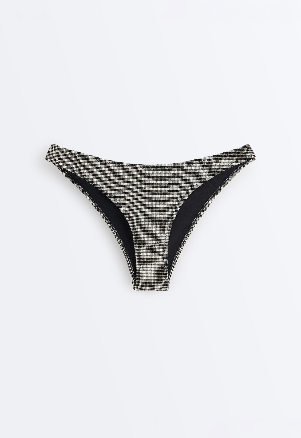 Mini check U-cut medium-coverage bikini briefs — BLACK