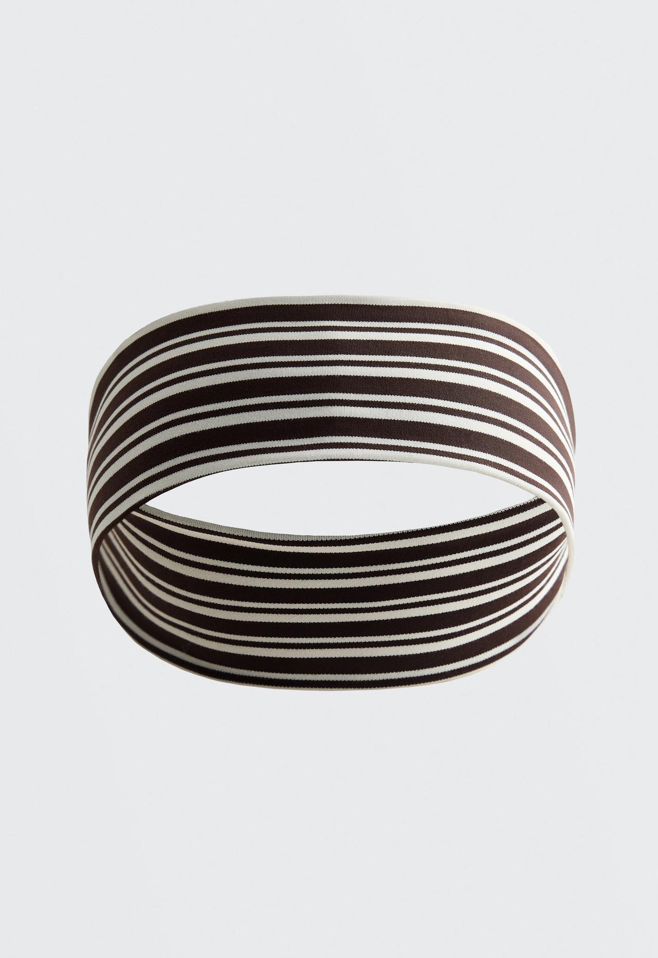 6 cm striped sports headband — DARK BROWN