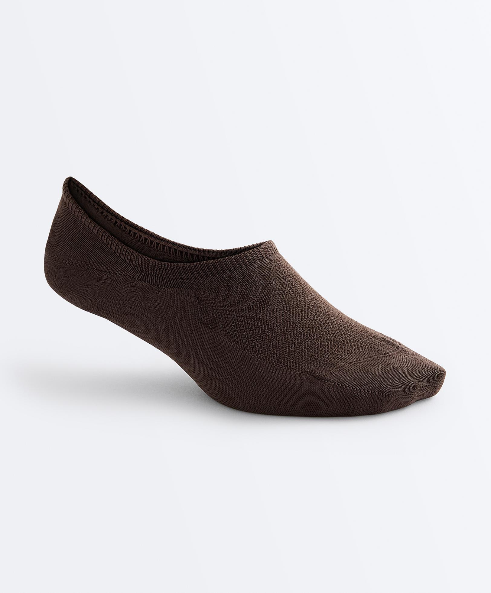3 pairs of high-cut invisible polyamide blend sports socks — BROWN