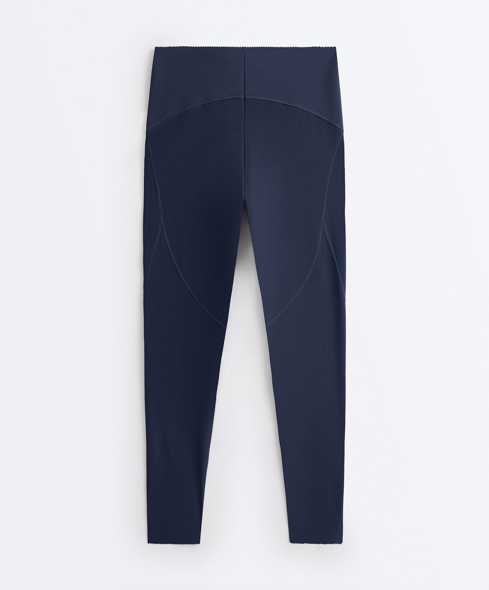 Basic compressive high-waisted ankle-length leggings — NAVY BLUE