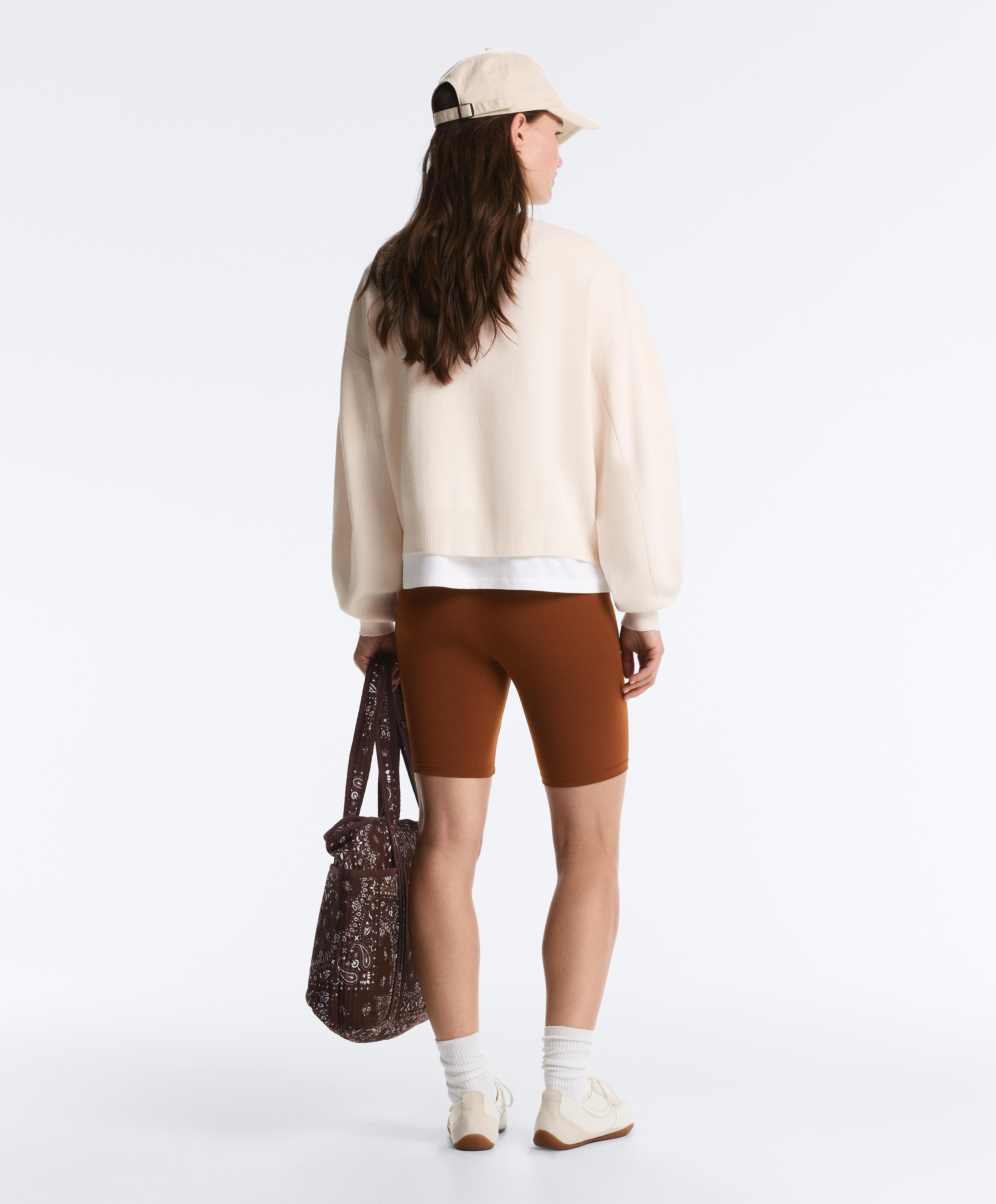 Balloon sleeve knit cardigan — PALE ECRU