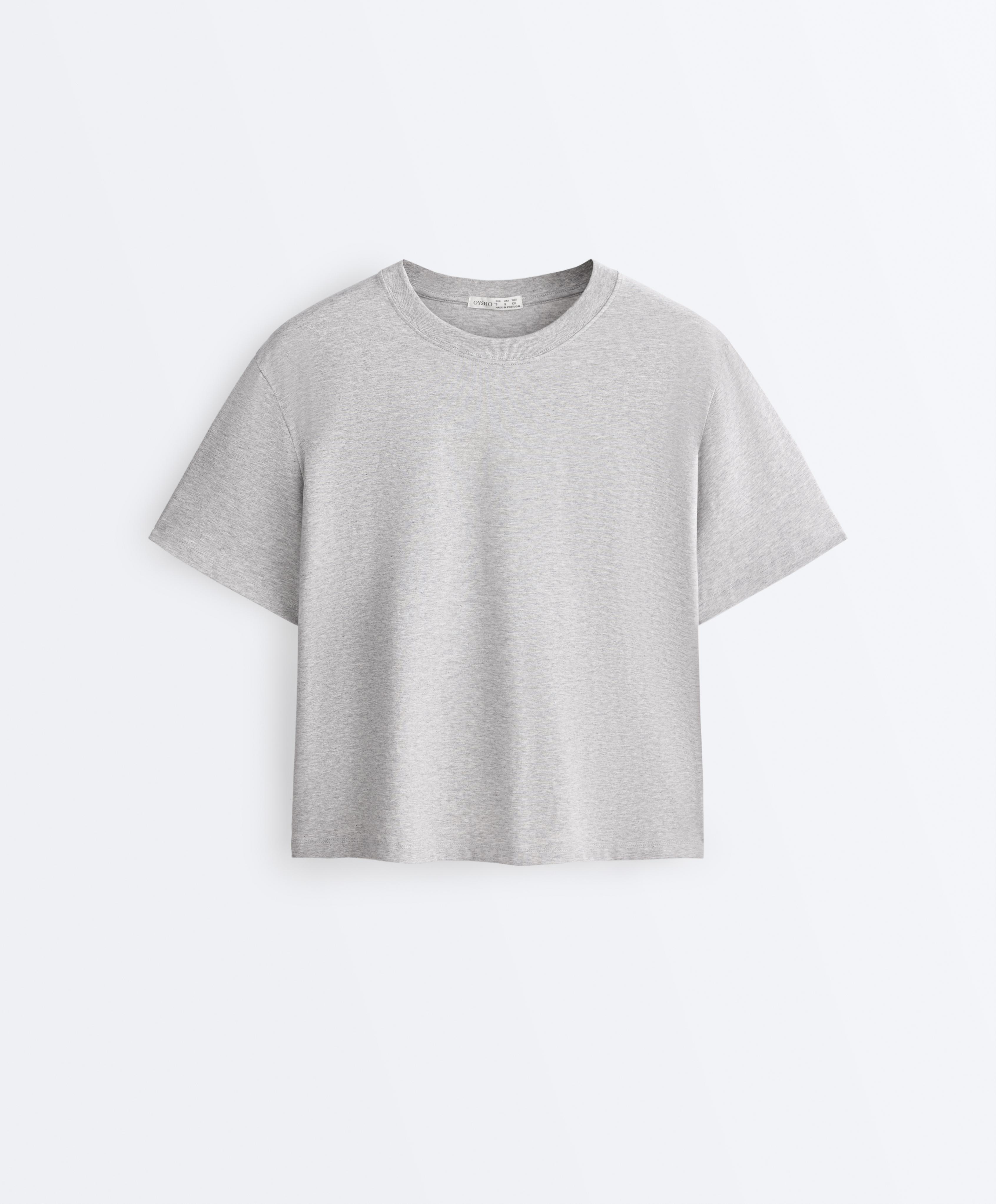 Boxy short-sleeved cotton blend T-shirt
