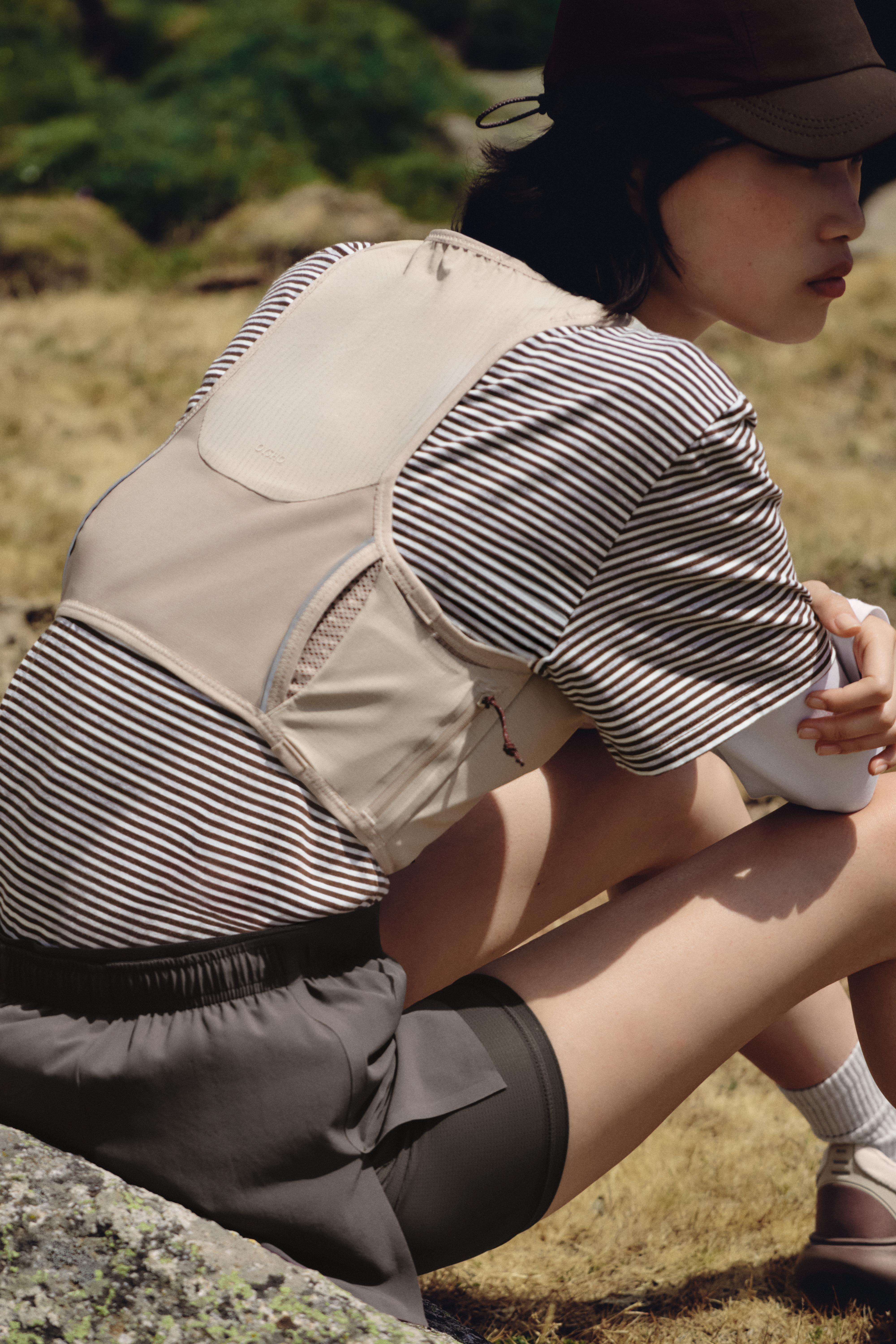 Regular fit striped cotton blend short-sleeved T-shirt — CHOCOLATE