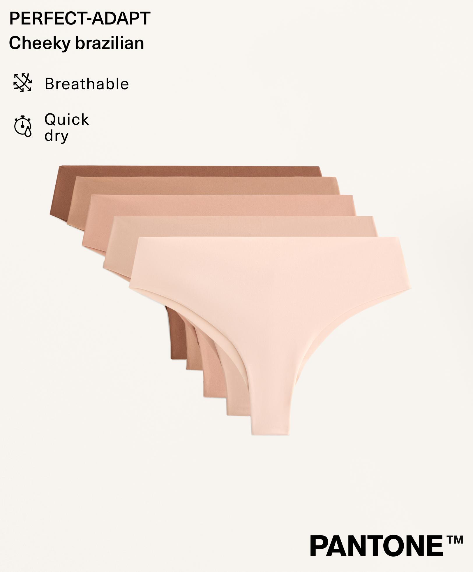 5 par brasilianske trusser i usynlig polyamidblanding fra PANTONE™ 5 par brasilianske trusser i usynlig polyamidblanding fra PANTONE™