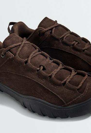 Split-leather trainers — BROWN 7
