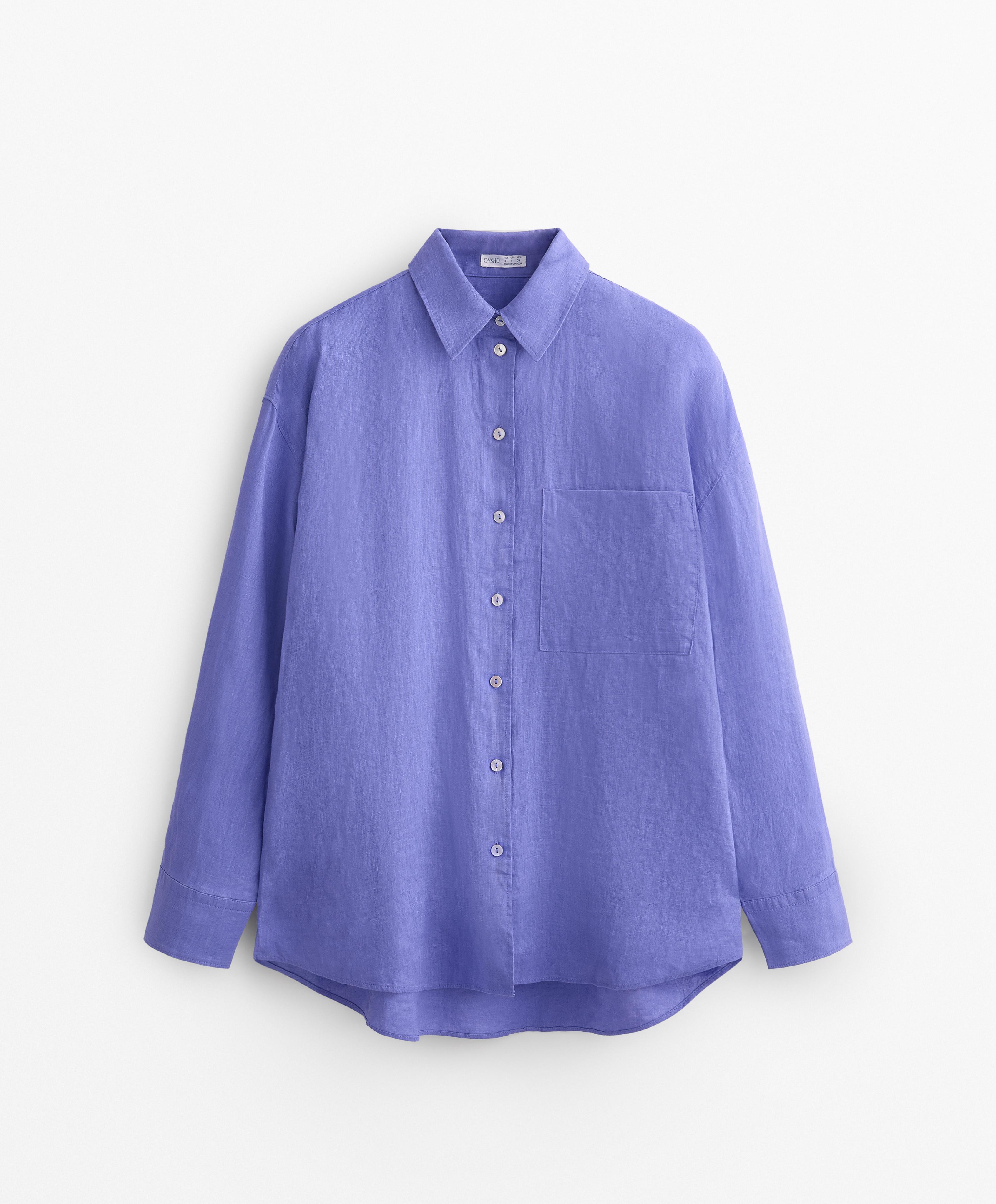 100% linen long-sleeved shirt