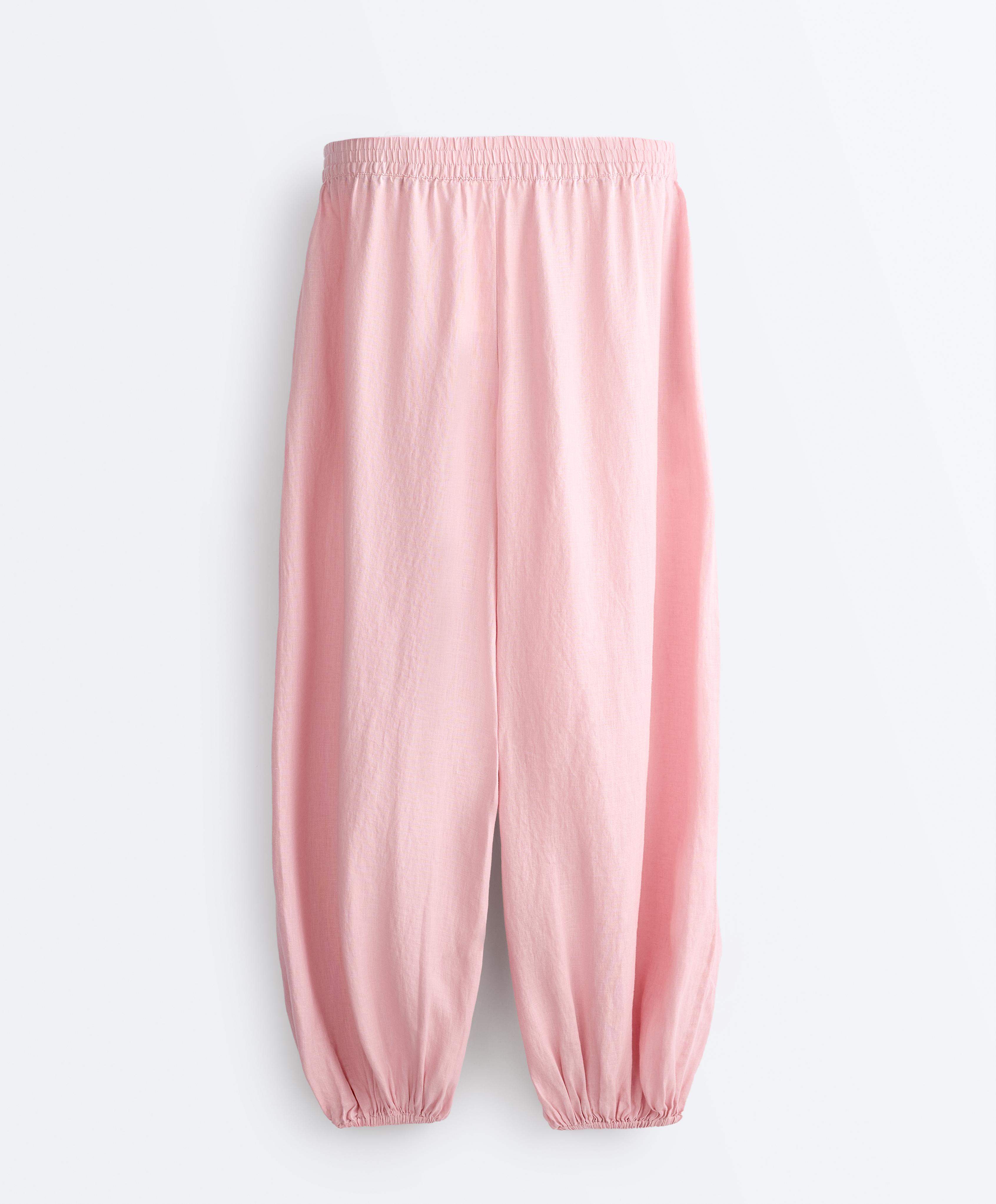 100% linen bloomer trousers — PALE PINK