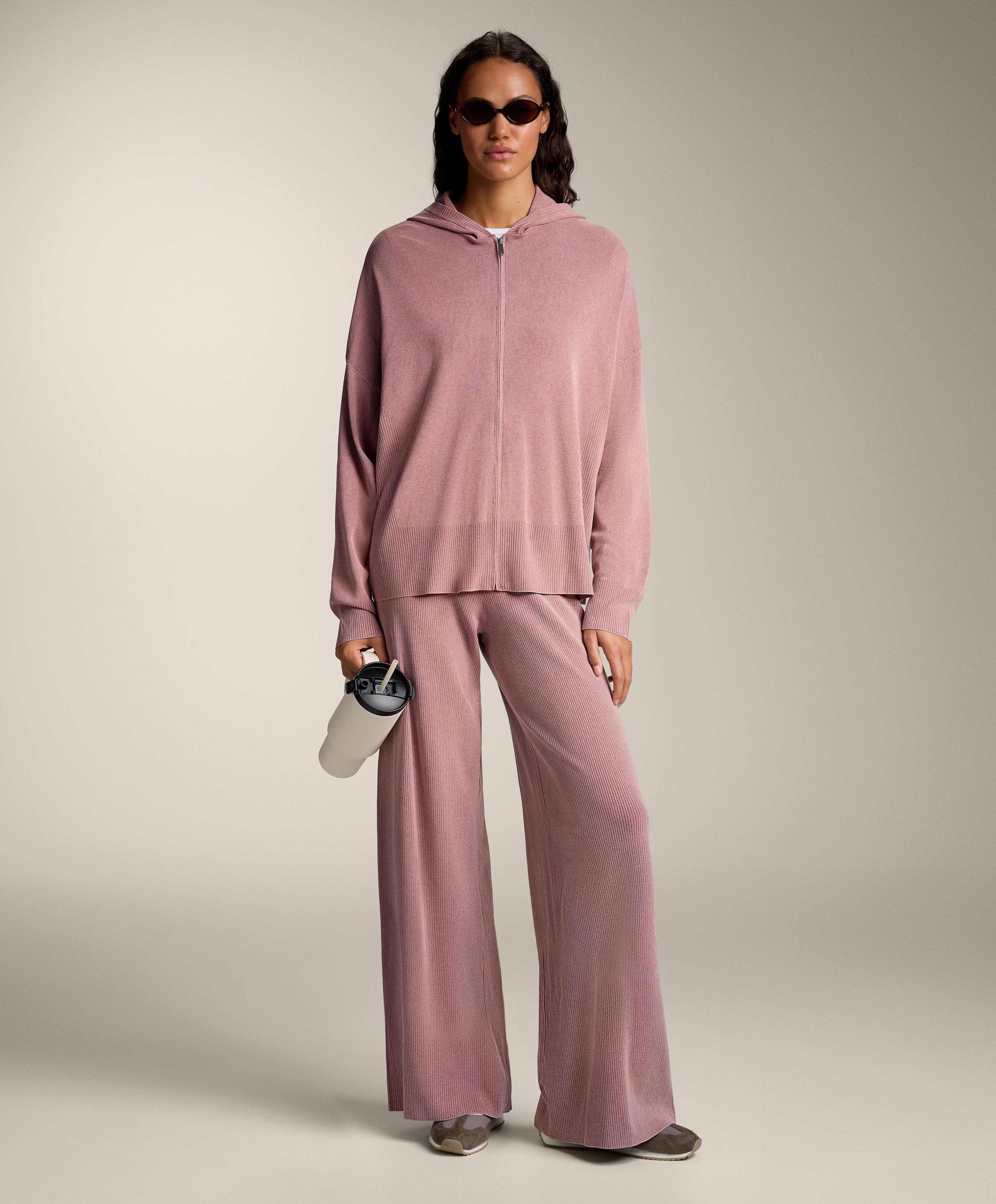 Washed knit straight leg trousers