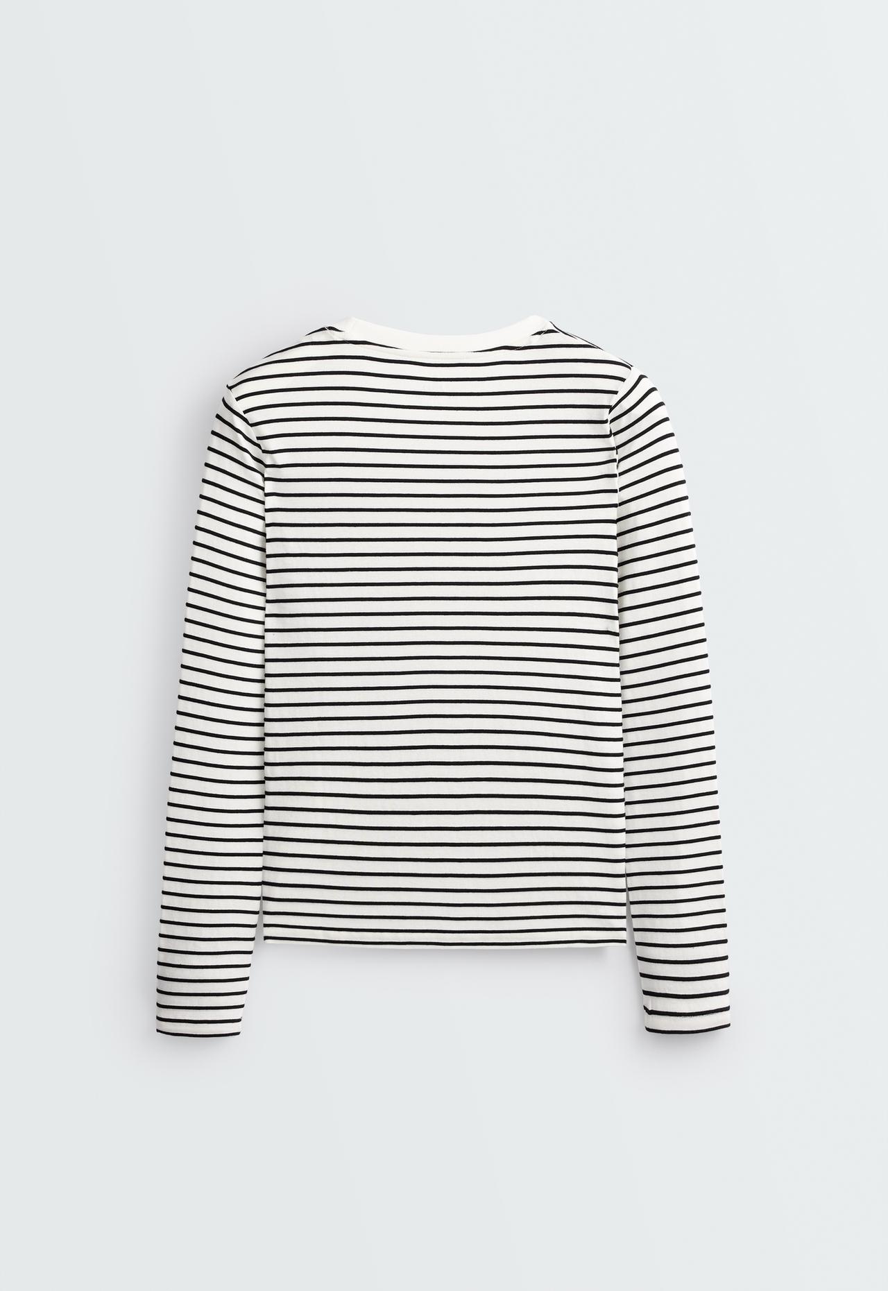 Regular Fit long-sleeve cotton-blend striped T-shirt — BLACK