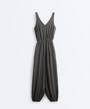 100% cotton crinkle long jumpsuit — ASPHALT 7