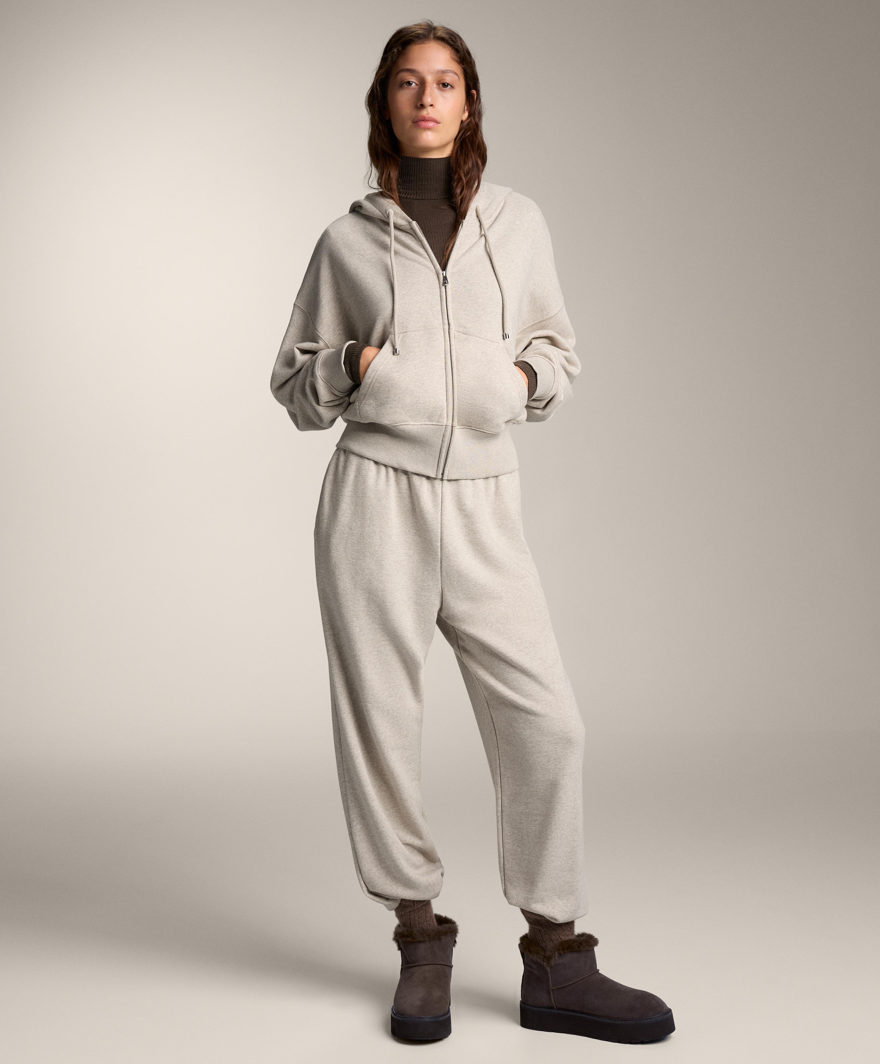 Relaxed fit cotton jogger trousers — BEIGE