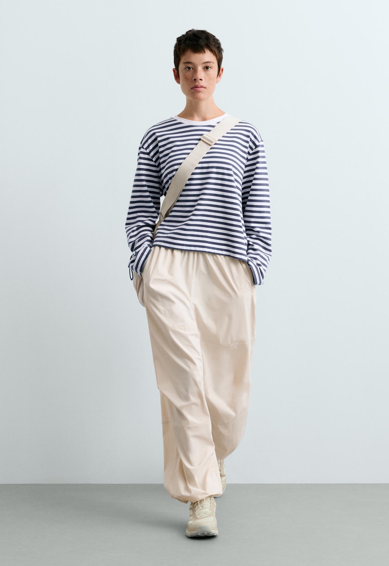 Striped 100% cotton boxy long-sleeved T-shirt — STORM