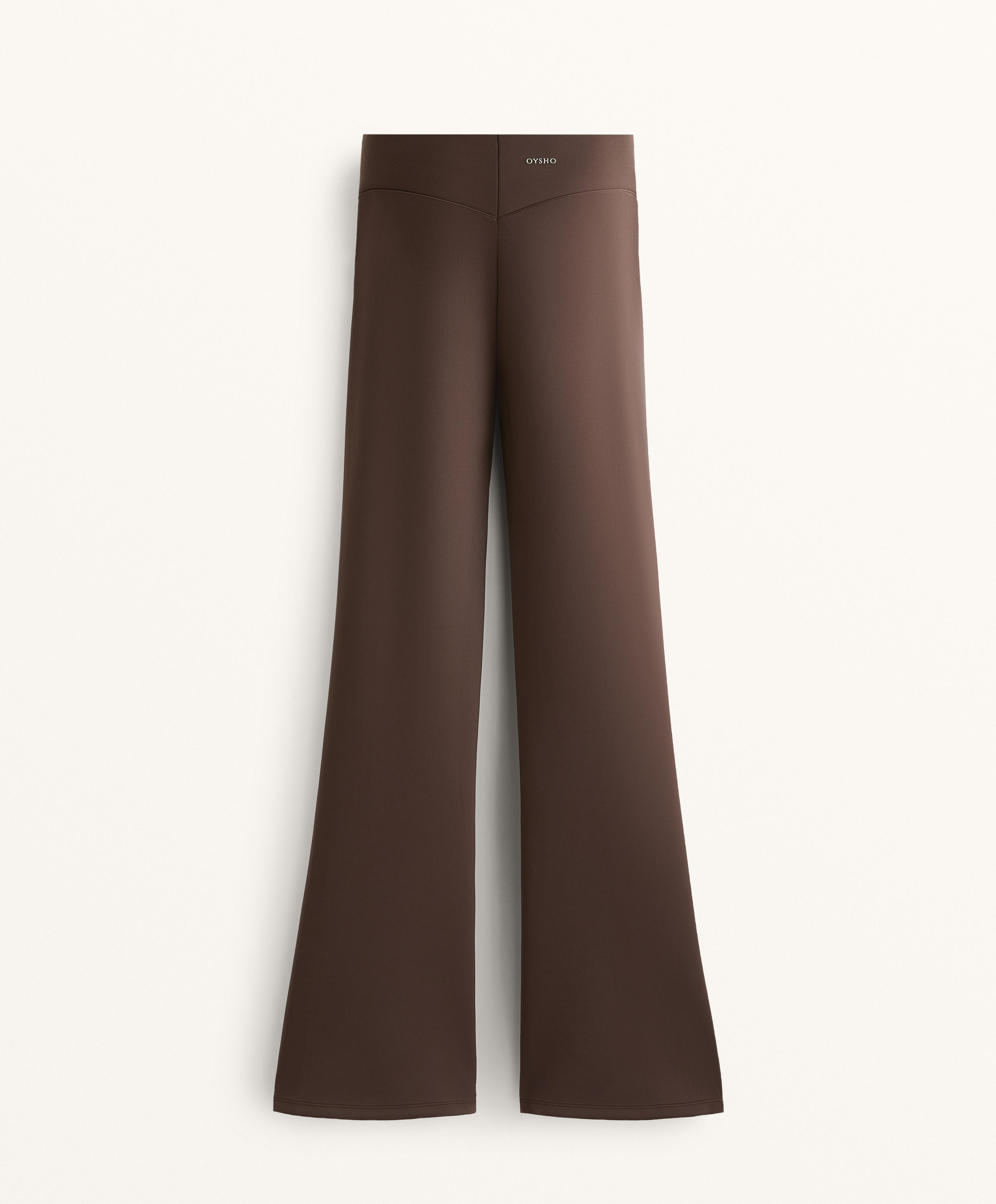 Neoprene-effect high rise flare trousers