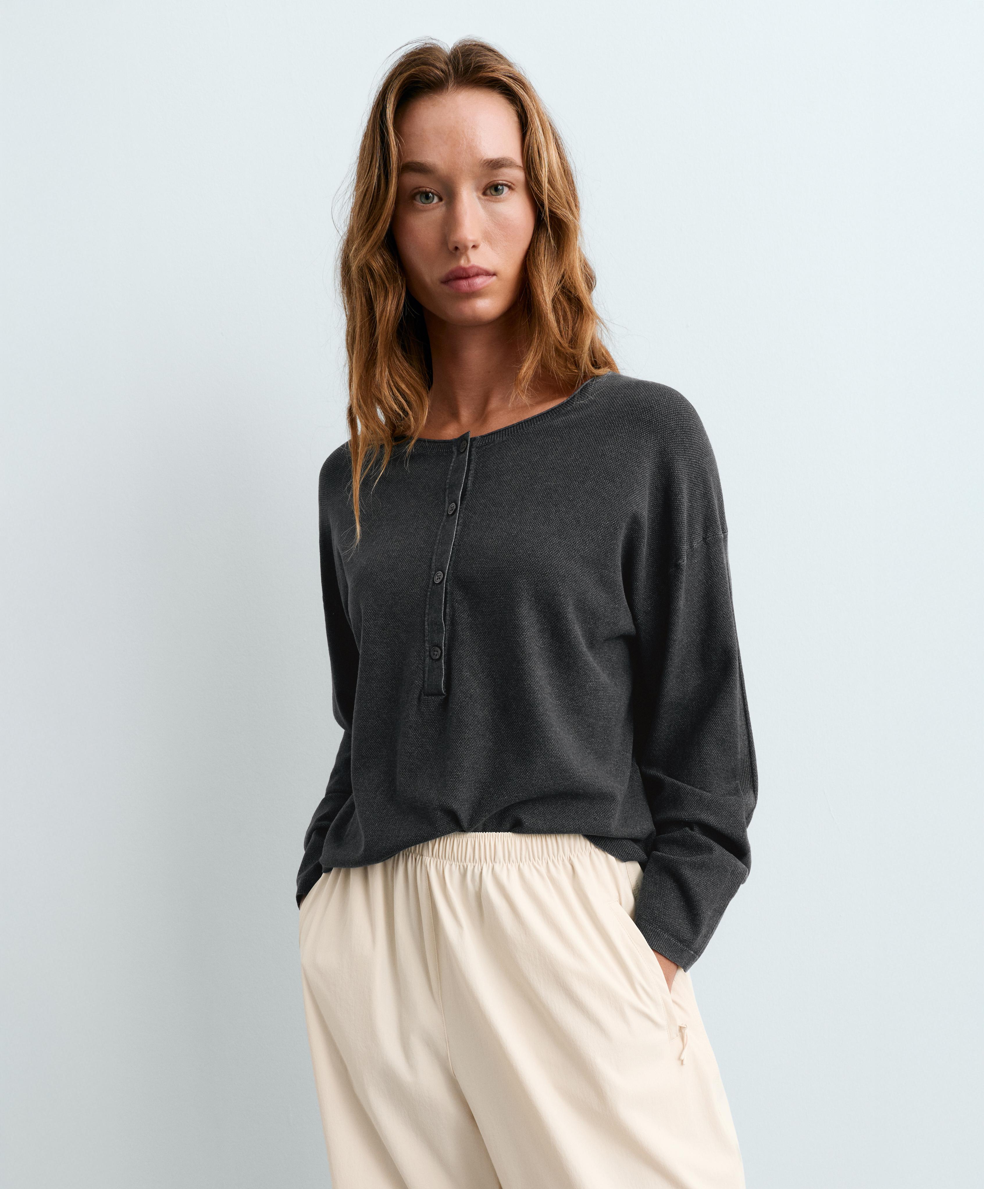 Long-sleeve waffle knit jumper — DARK ANTHRACITE