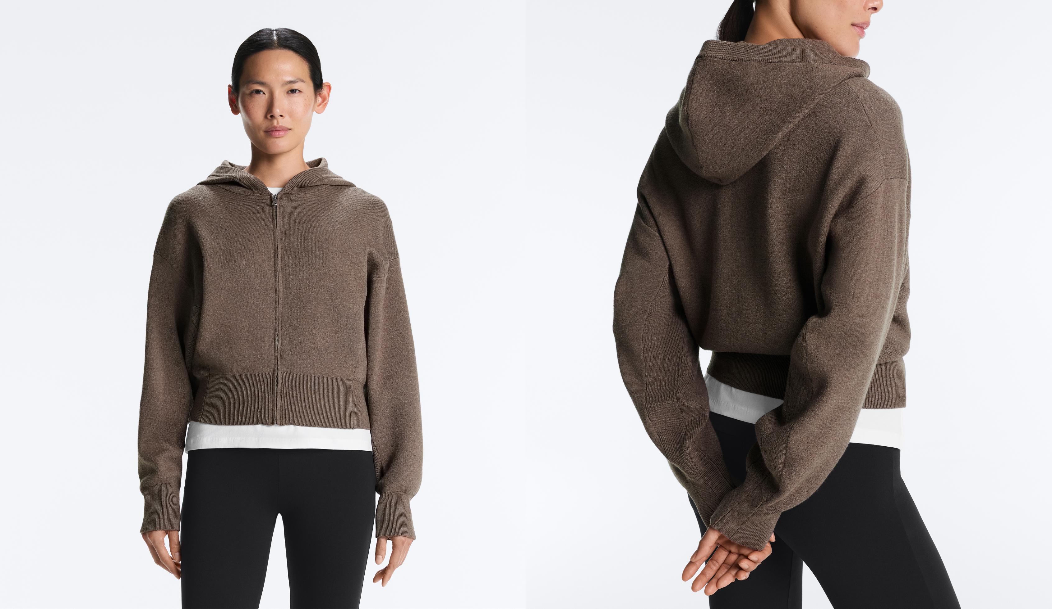 Knit hooded jacket with side details Knit hooded jacket with side details