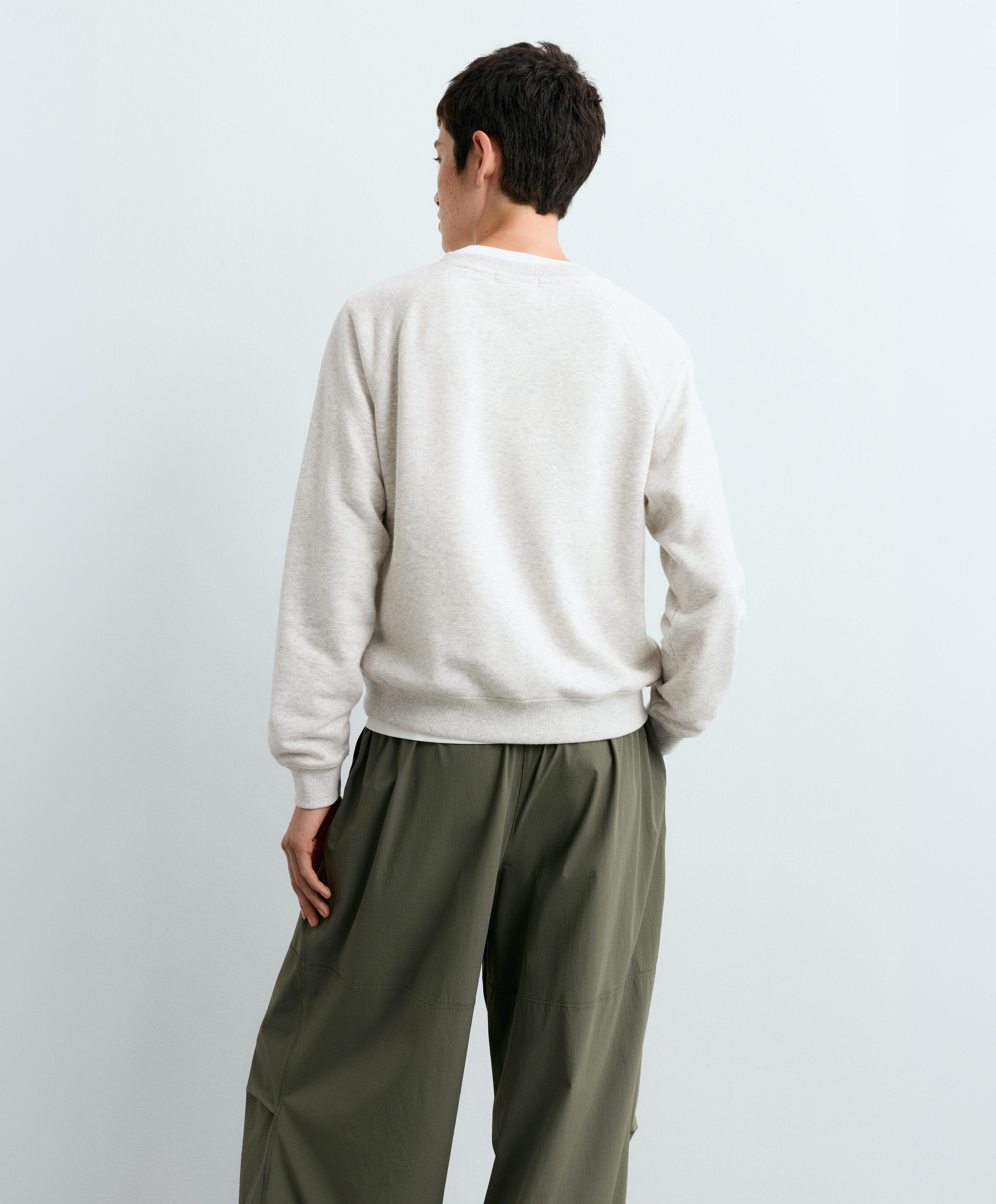 Cotton-blend marl fleece sweatshirt — PALE GREY MELANGE