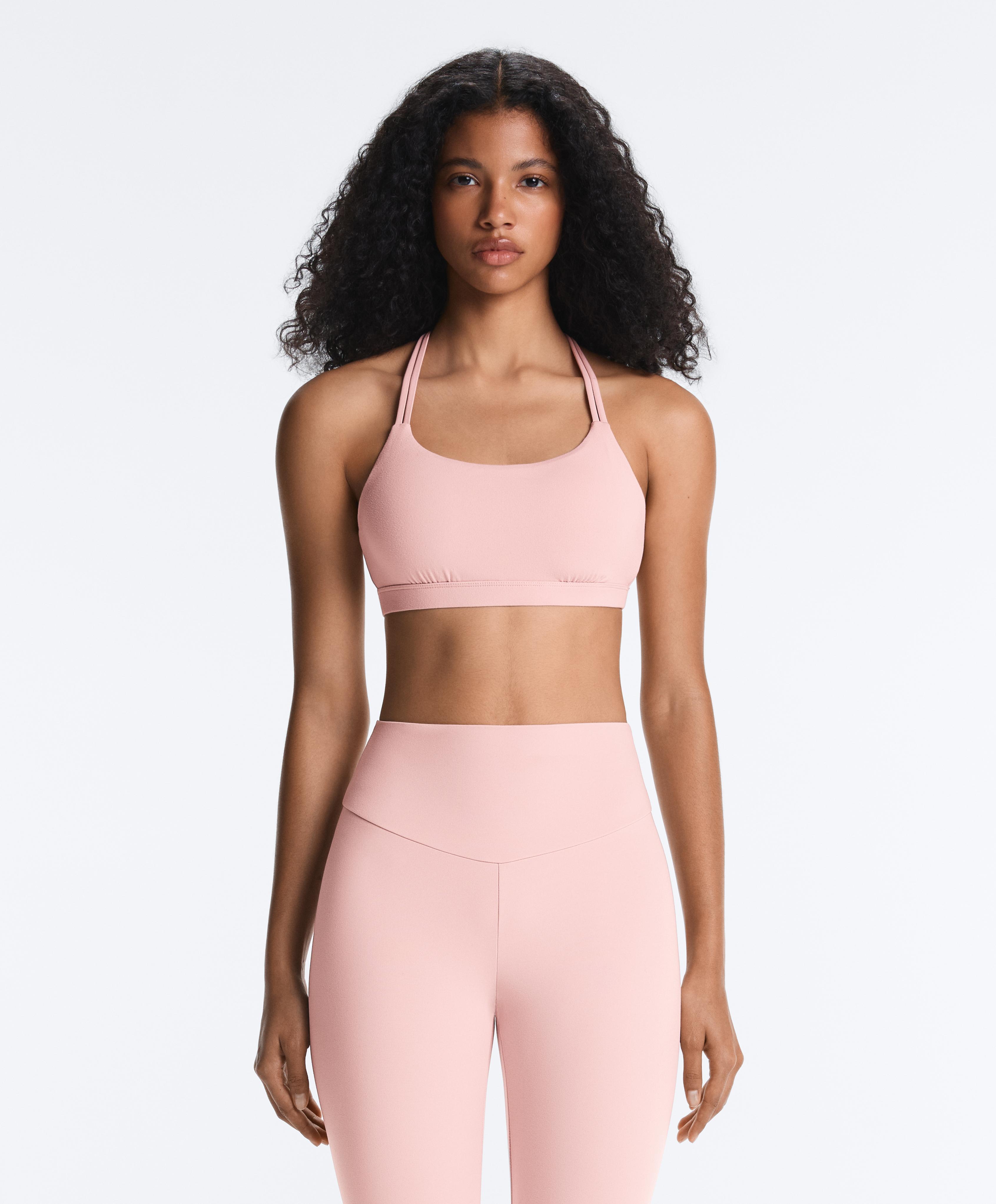 Comfortlux low-support crossover strap sports bra — VINTAGE PINK