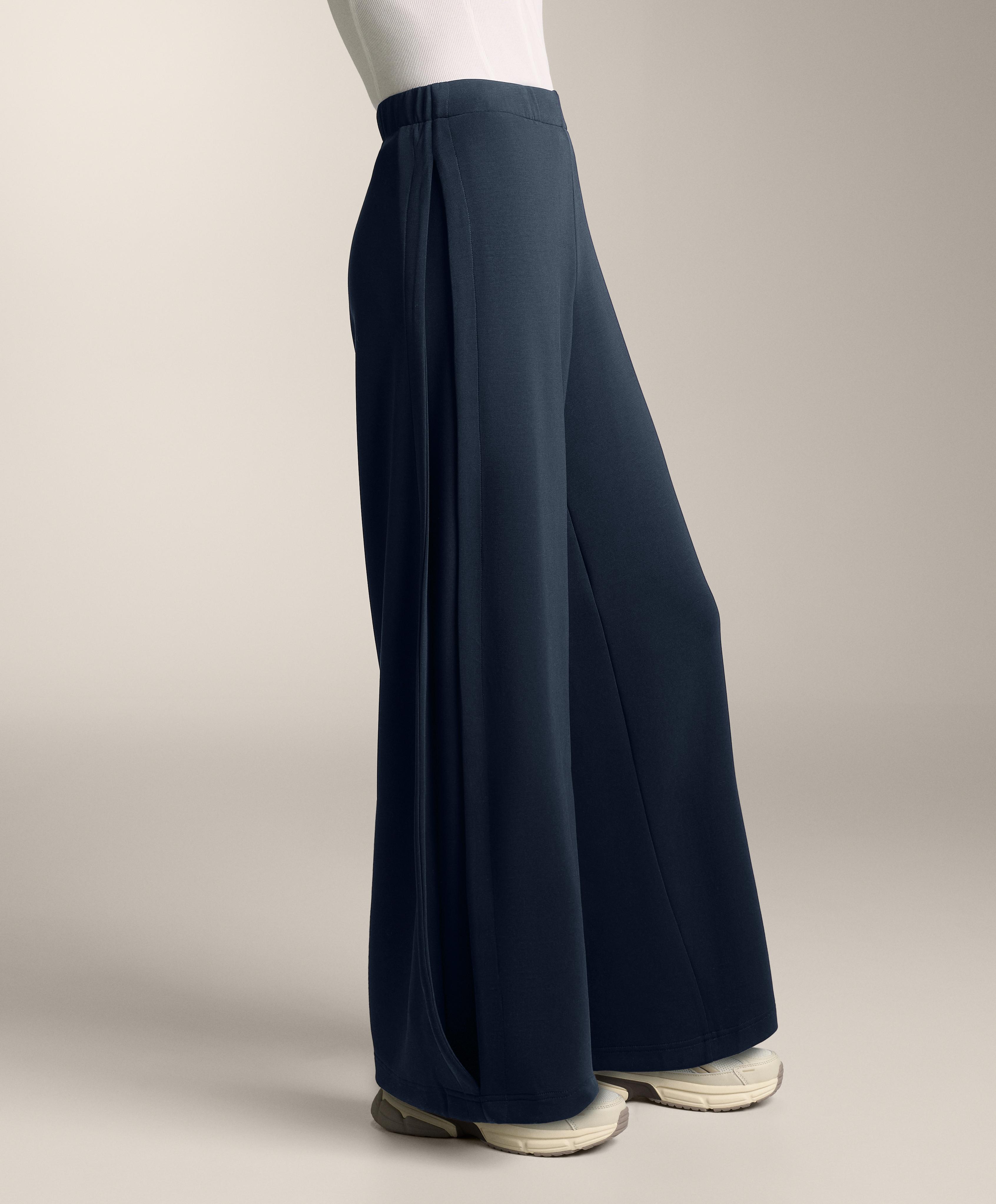 Cocoon trousers with modal side pleat — NAVY BLUE