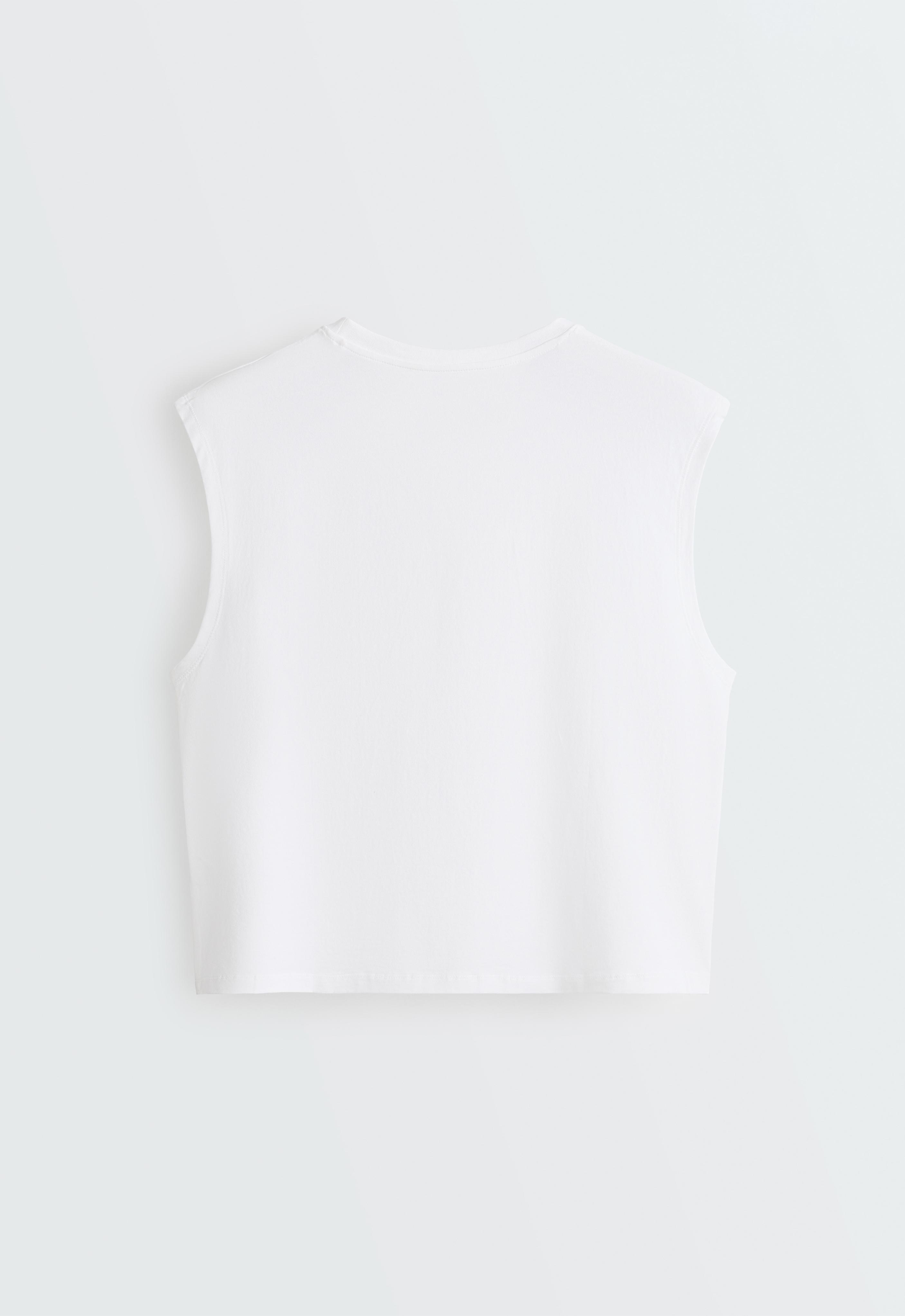 Cotton blend sleeveless T-shirt — WHITE 