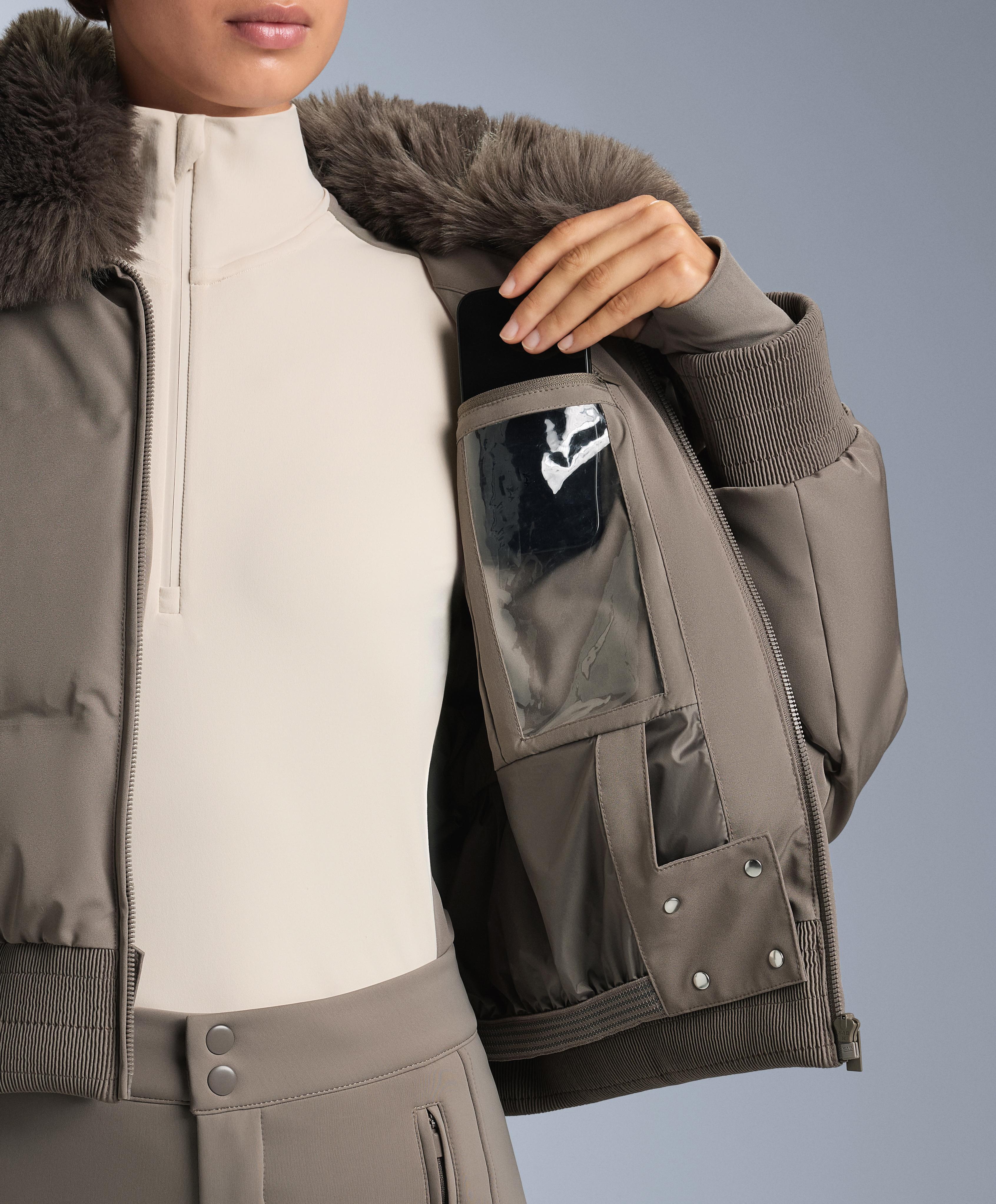 MINARDI PIUME SKI water-resistant 80% down and 20% feather jacket — DARK TAUPE