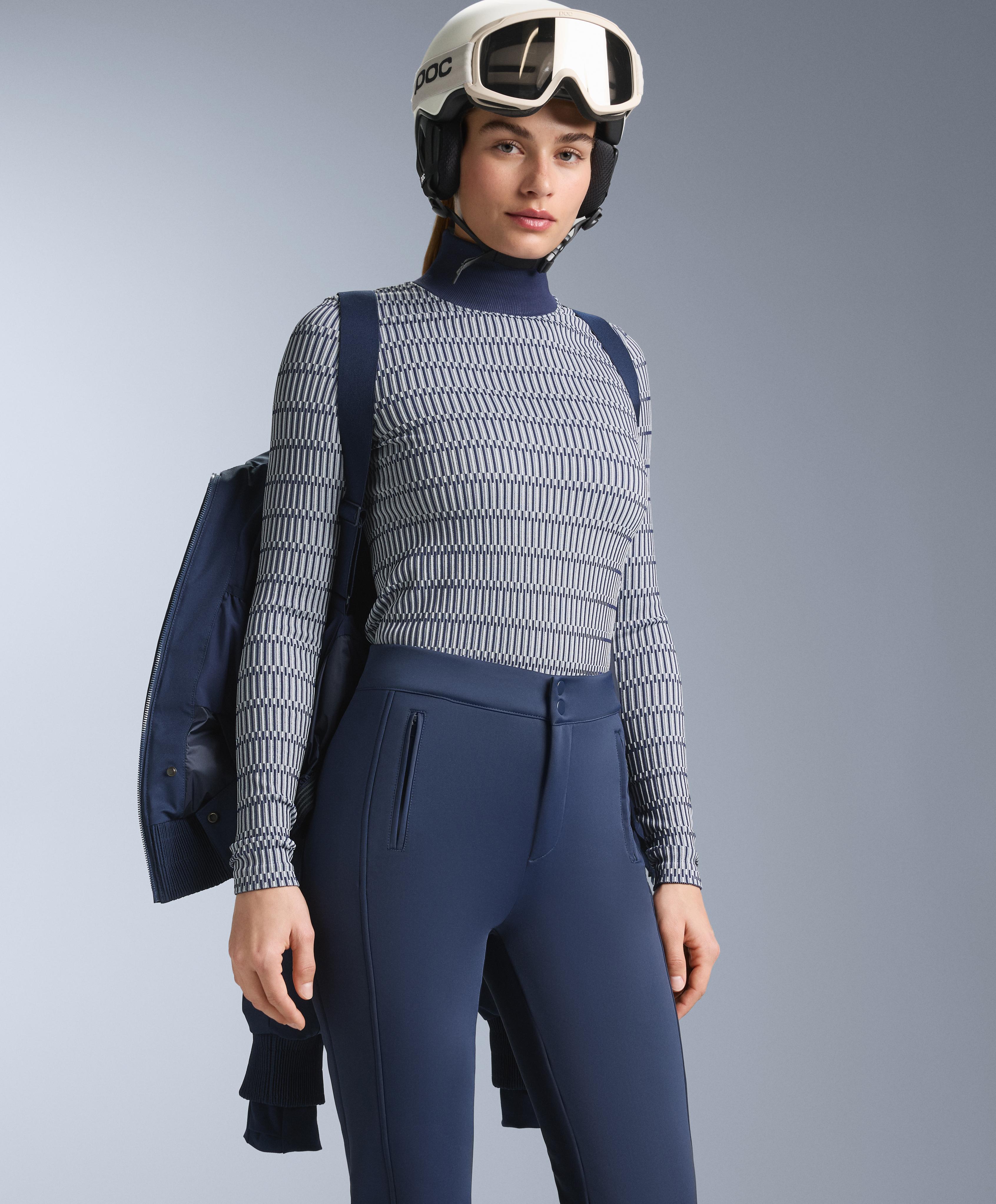 Geometric seamless thermal base layer T-shirt — NAVY BLUE