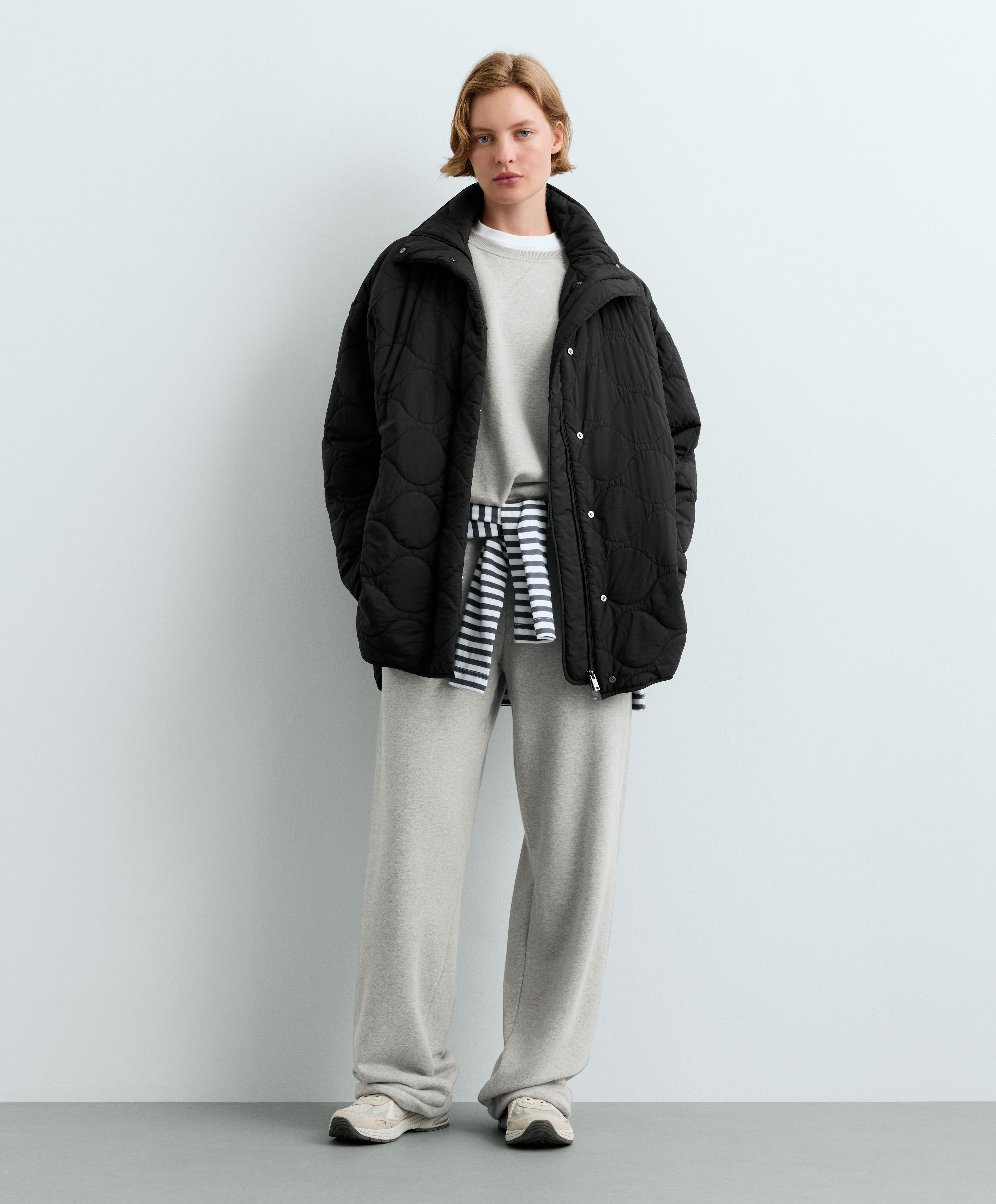 FELLEX® AEROGEL water-repellent padded midi jacket — BLACK
