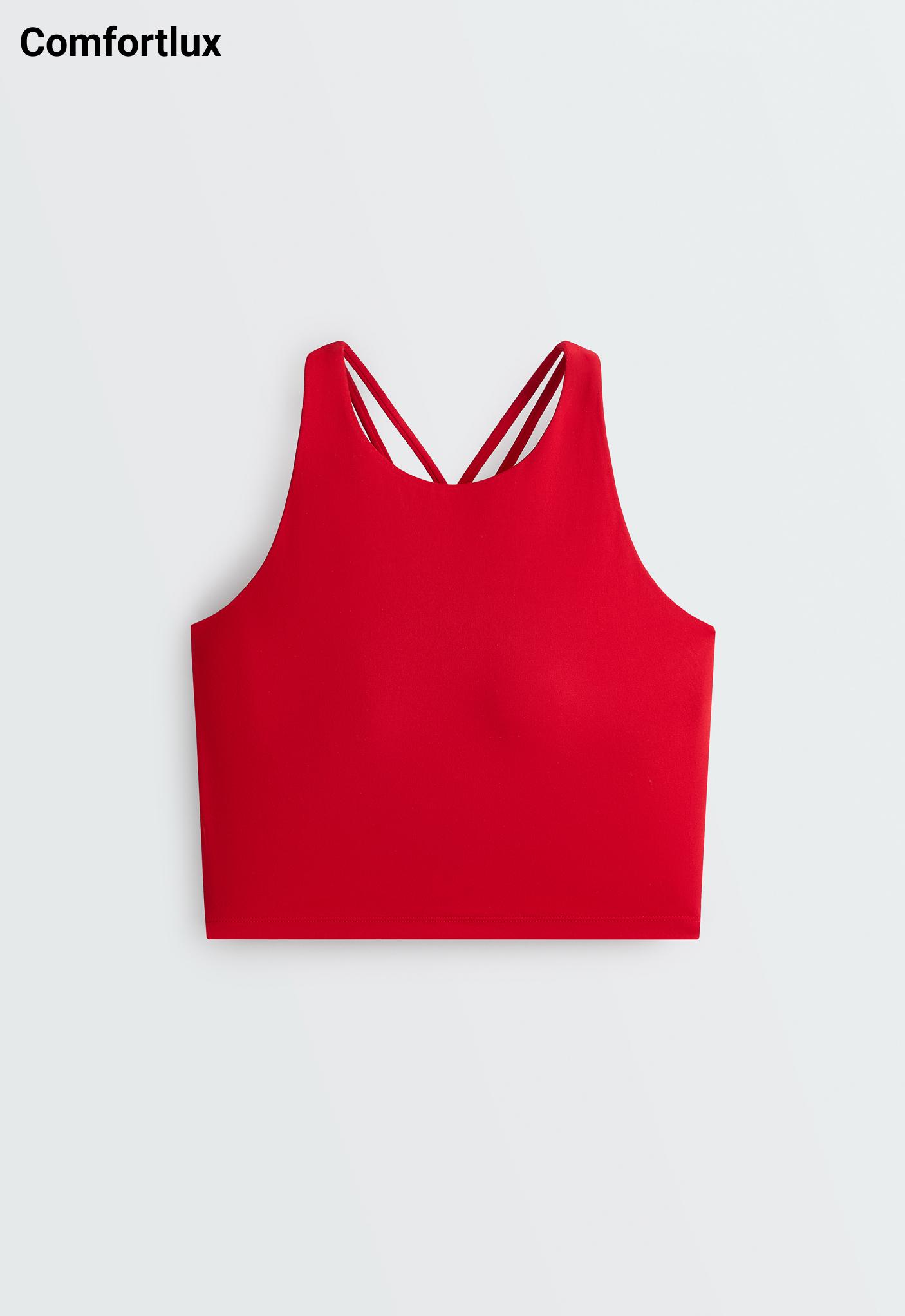 Comfortlux strappy tank top with cups — STRONG RED