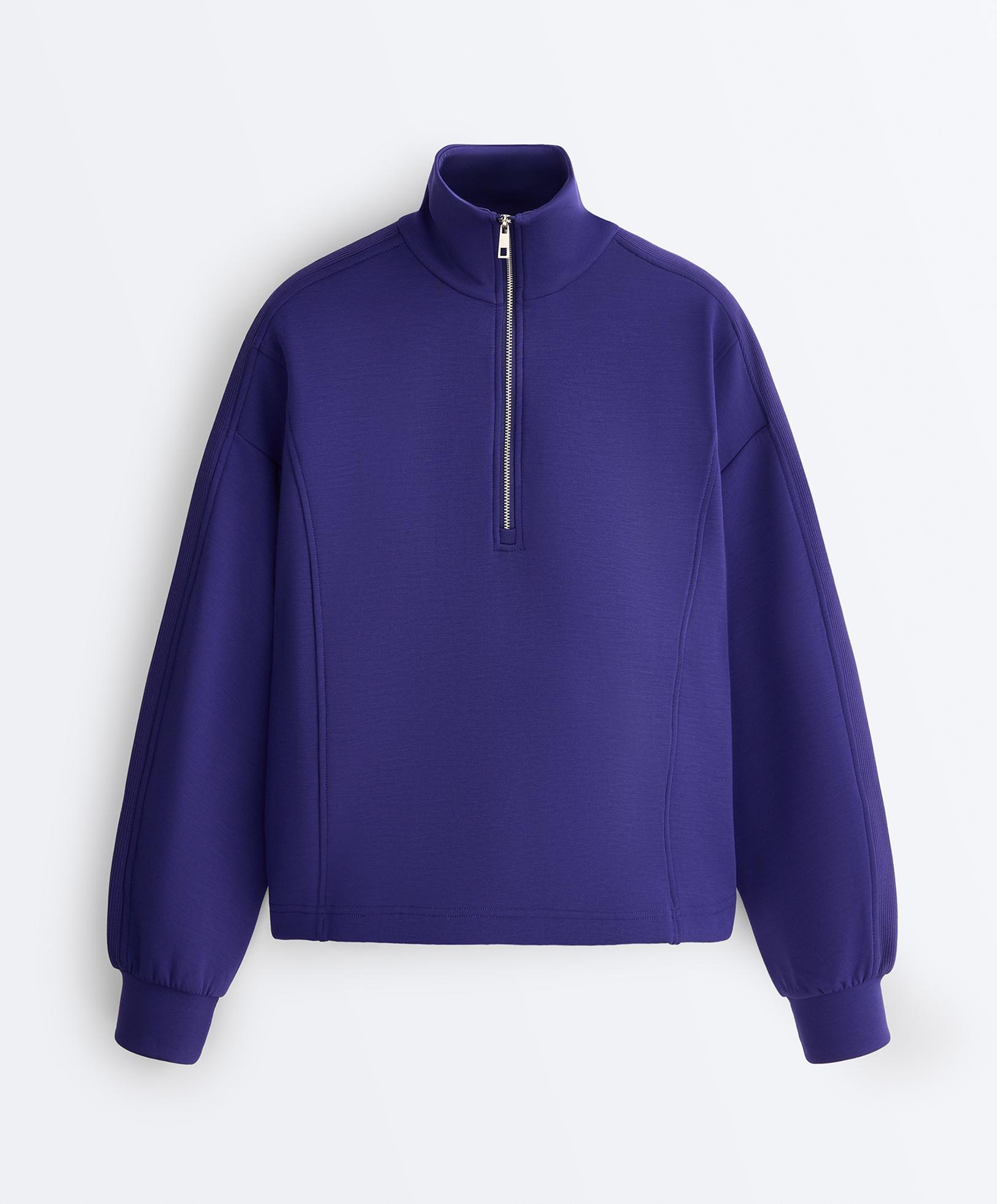 Half-zip sweatshirt with Brushed modal — COBALT