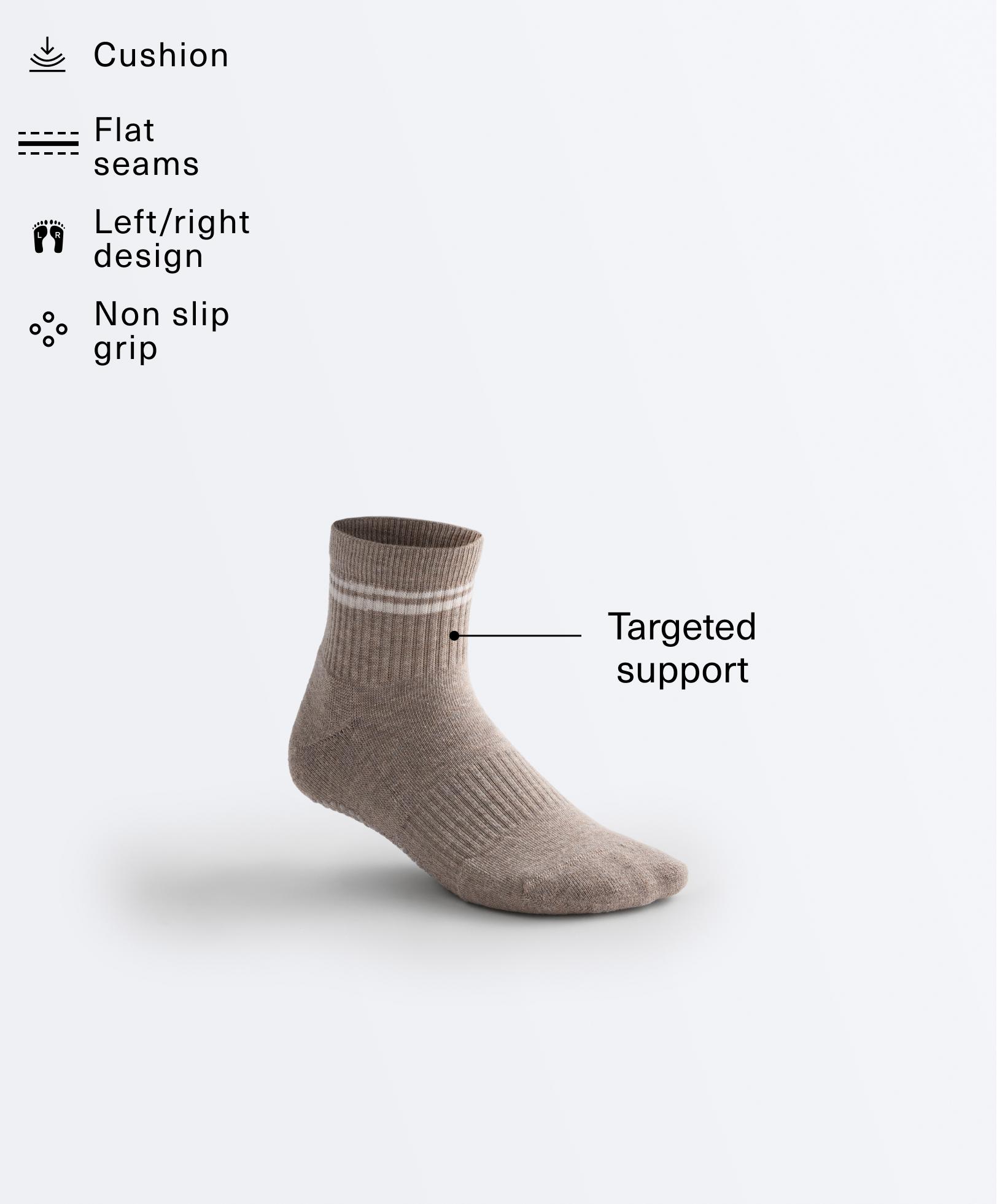 2 pairs of cotton padded quarter yoga and Pilates socks — TAN MELANGE