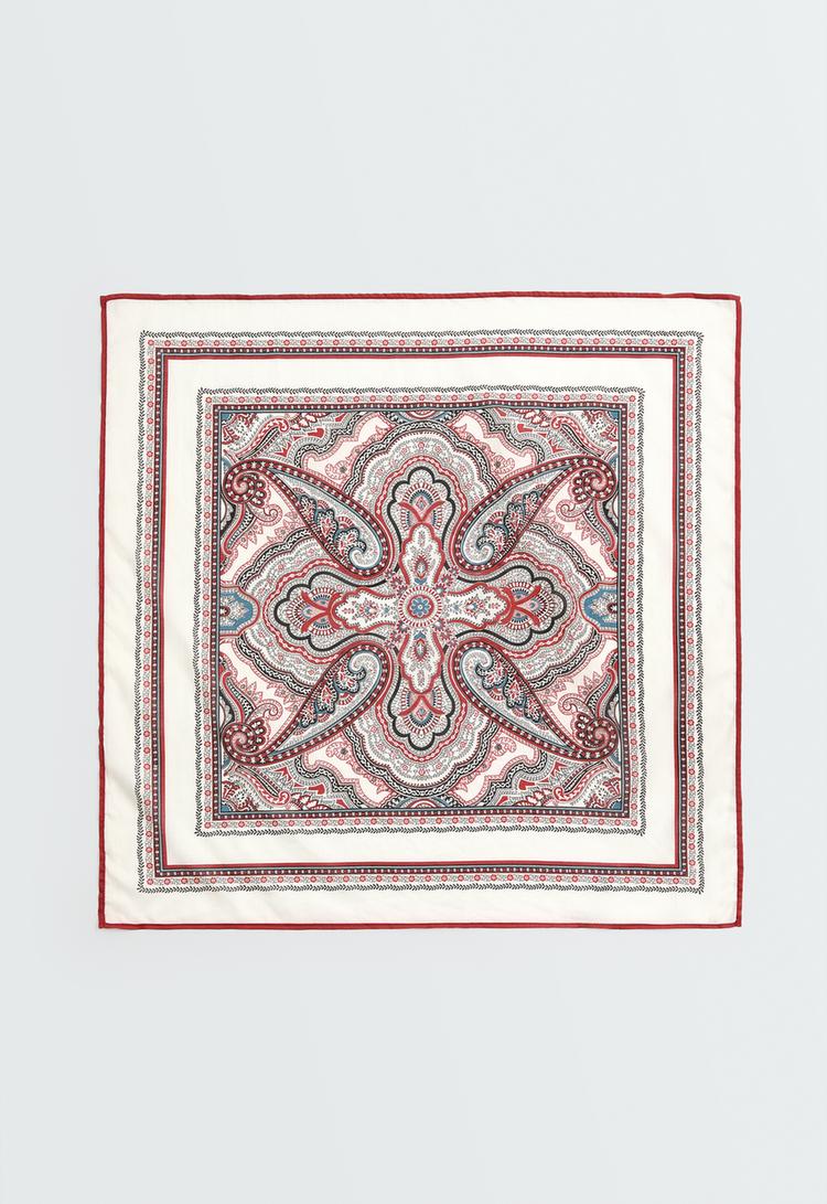 100% cotton paisley scarf — BEIGE