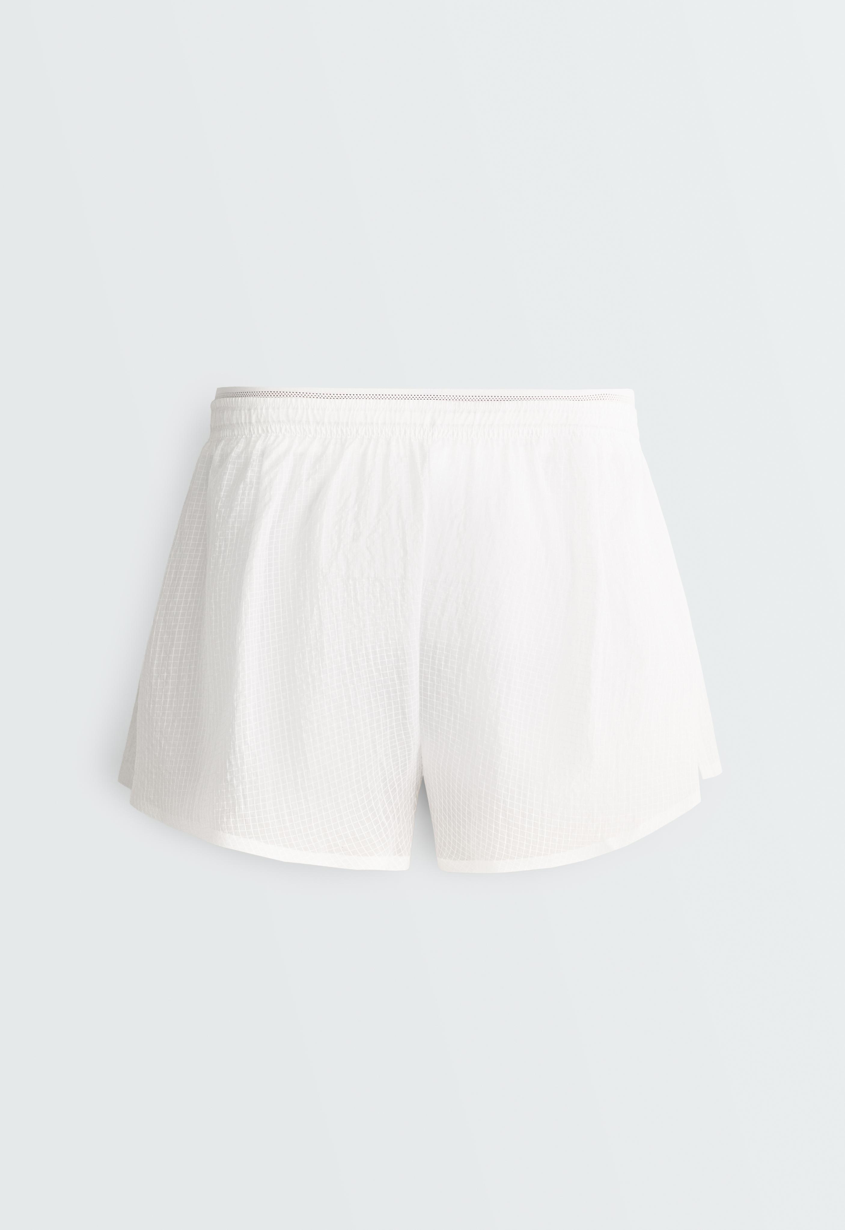 Technical 2-in-1 checked mid-rise shorts — WHITE 
