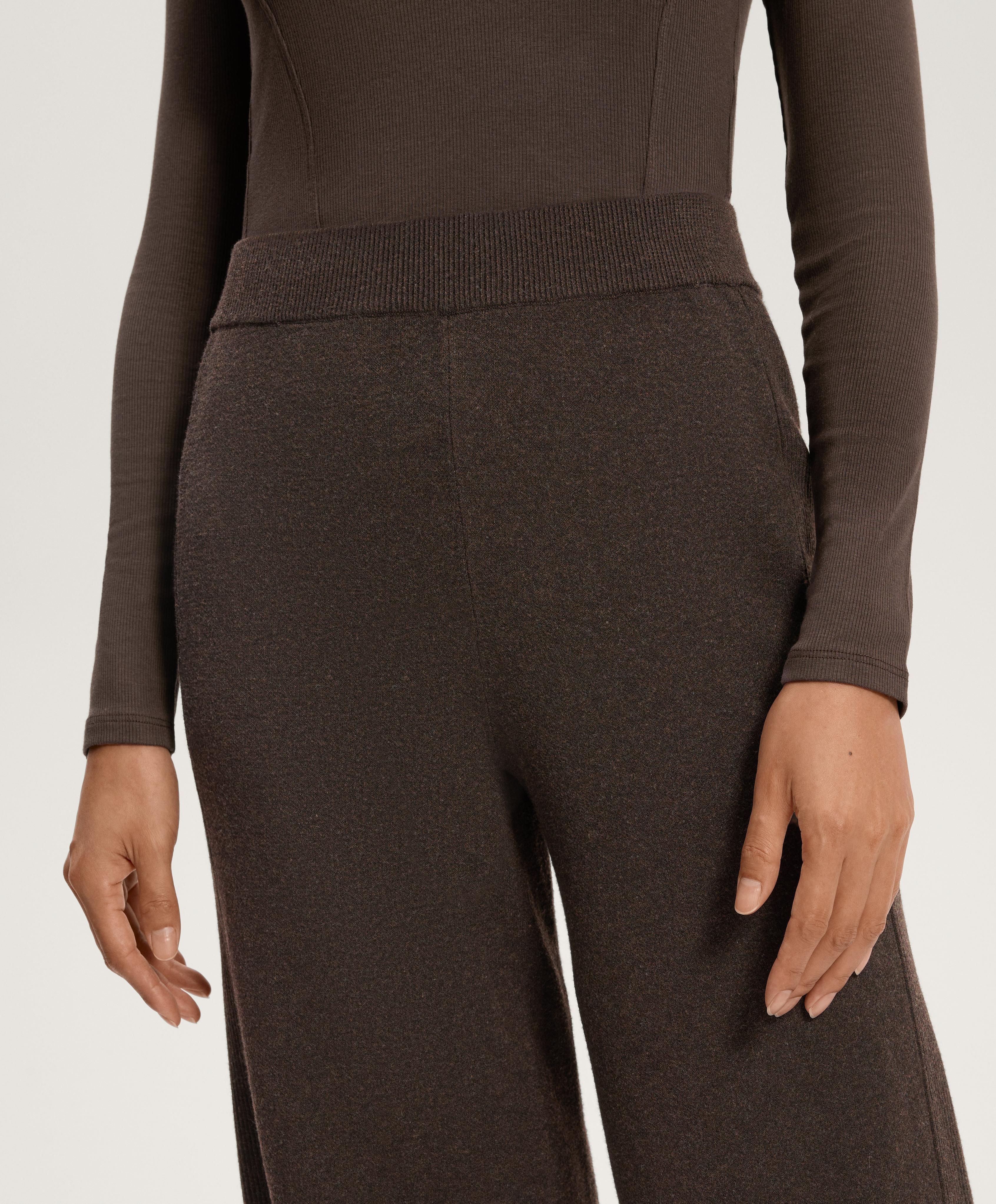 Straight-leg knit trousers with side rib - Sale