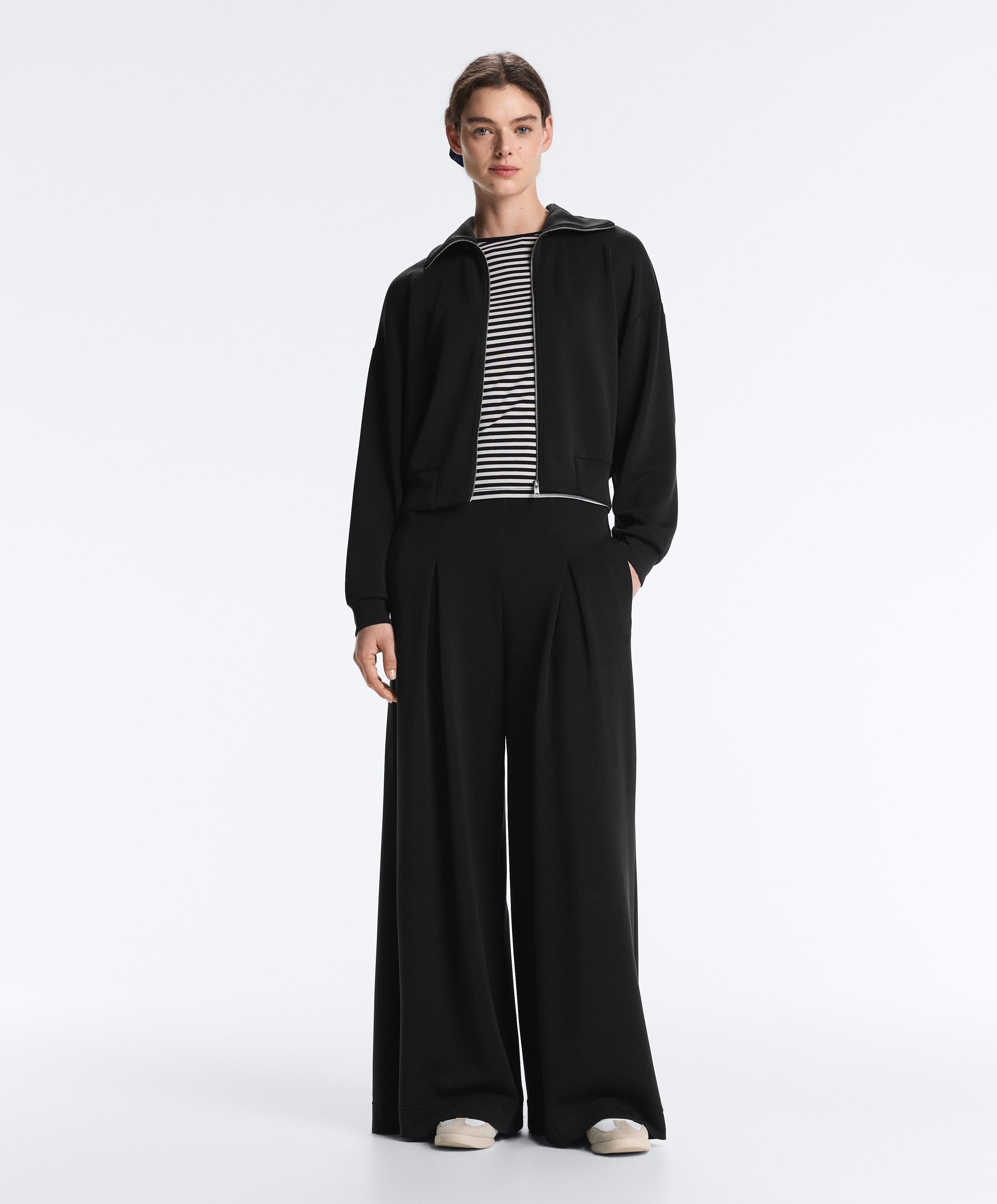 Boxy jacket with soft-touch modal — BLACK