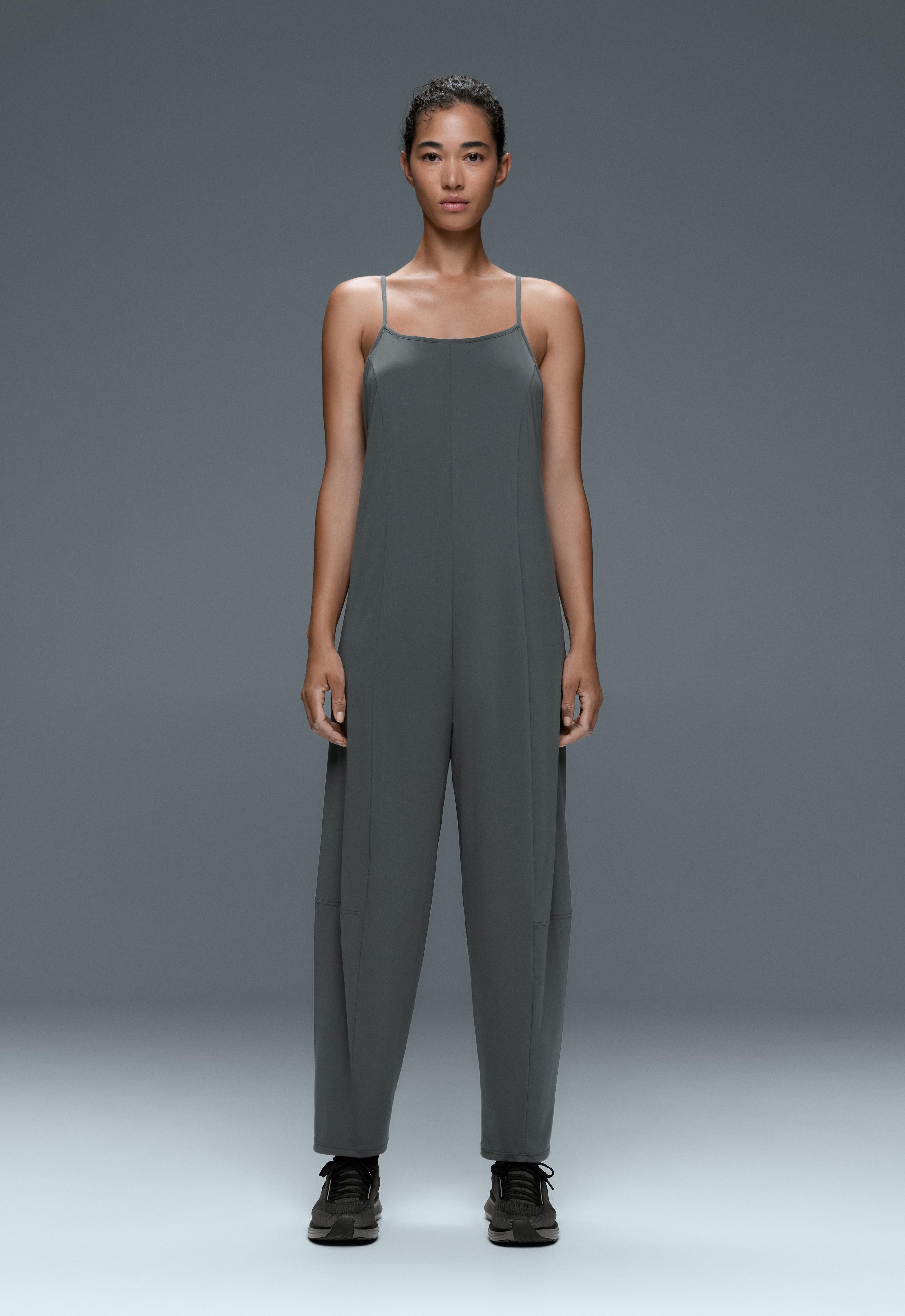 Light Touch wide long jumpsuit — STEEL GREY